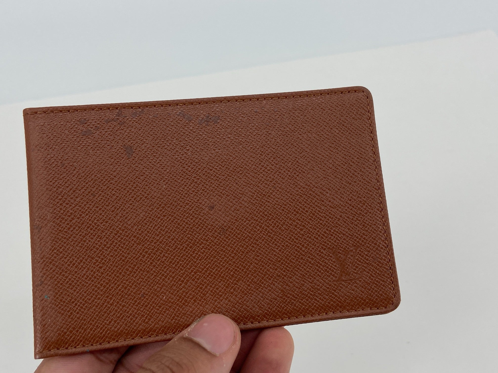 Louis Vuitton Card Case Brown Taiga Leather