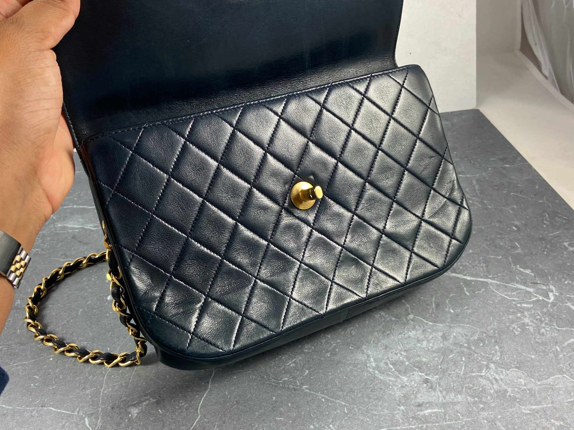Chanel Matelasse Half-Moon Round Double Flap Bag