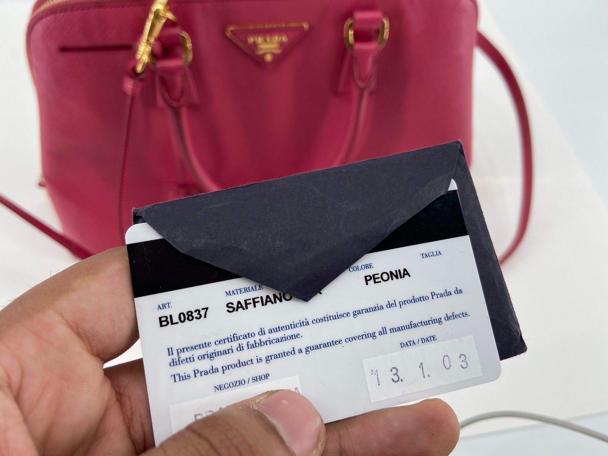 Prada BL0837 Promenade Medium Hand Bag Pink Saffiano Leather full set