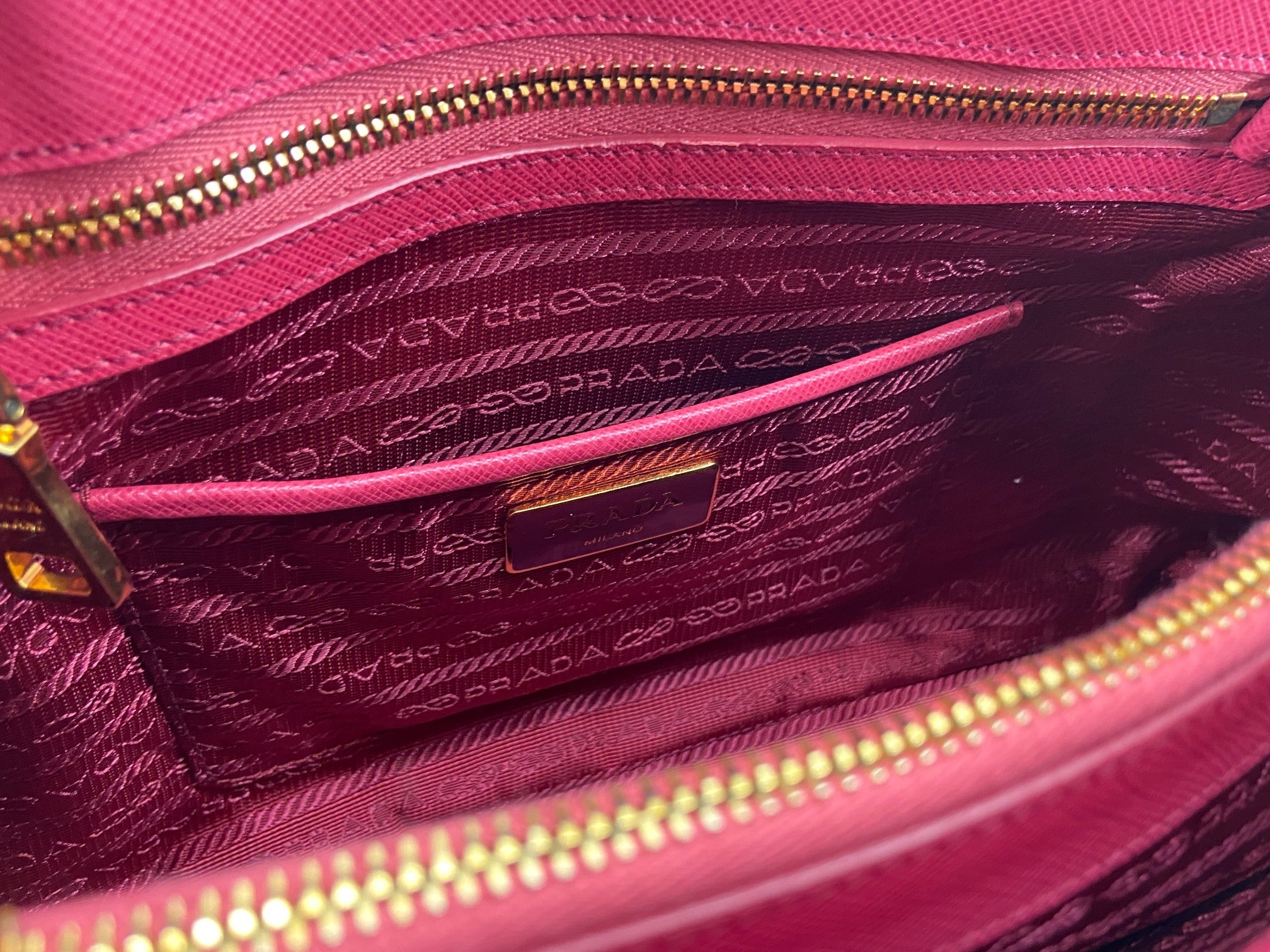 Prada BL0837 Promenade Medium Hand Bag Pink Saffiano Leather full set