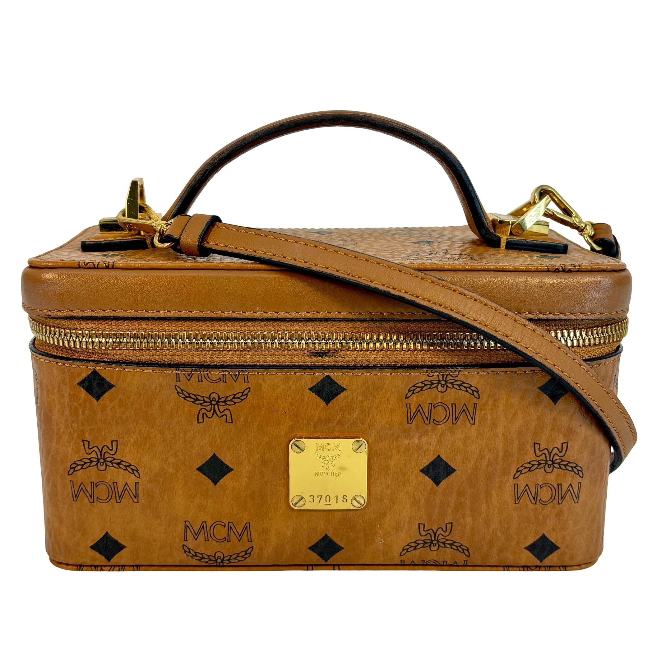 MCM Rockstar Vanity Shoulder Bag Cognac Visetos Monogram