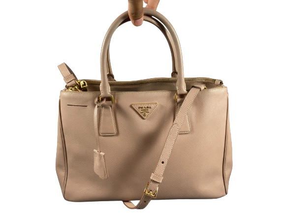 Prada Galleria Handbag Beige Saffiano Leather