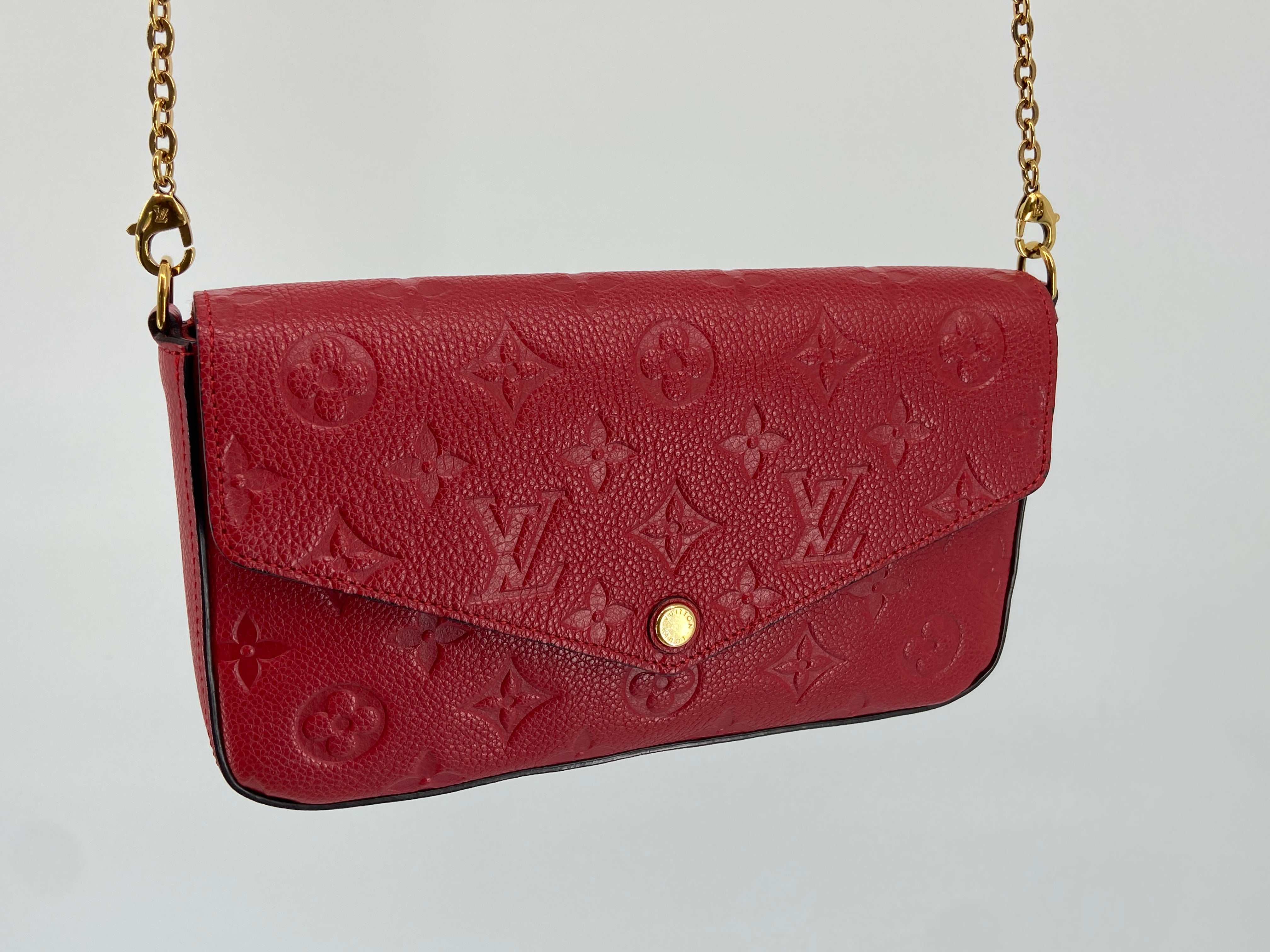 Louis Vuitton Félicie Pochette Red Empreinte Leather incl. Dustbag