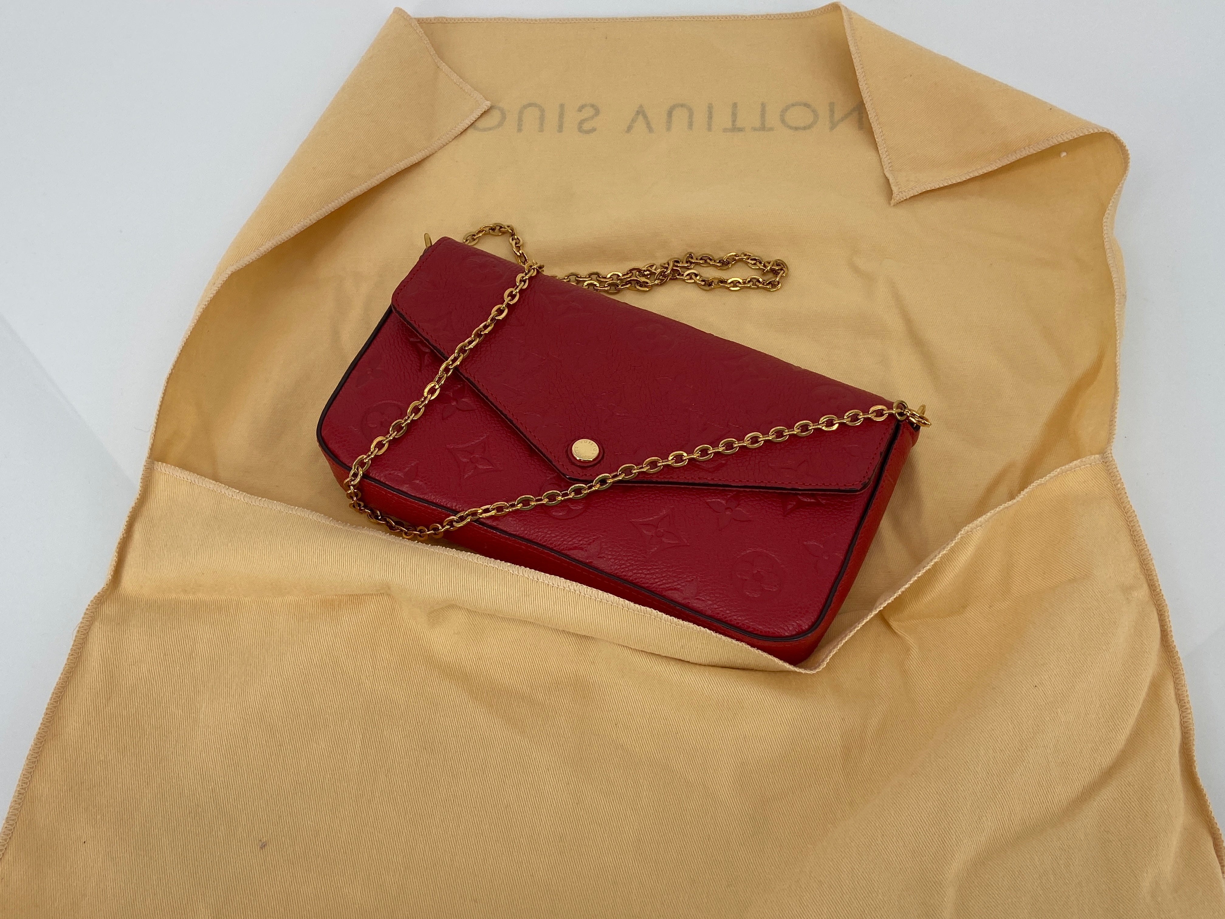 Louis Vuitton Félicie Pochette Red Empreinte Leather incl. Dustbag
