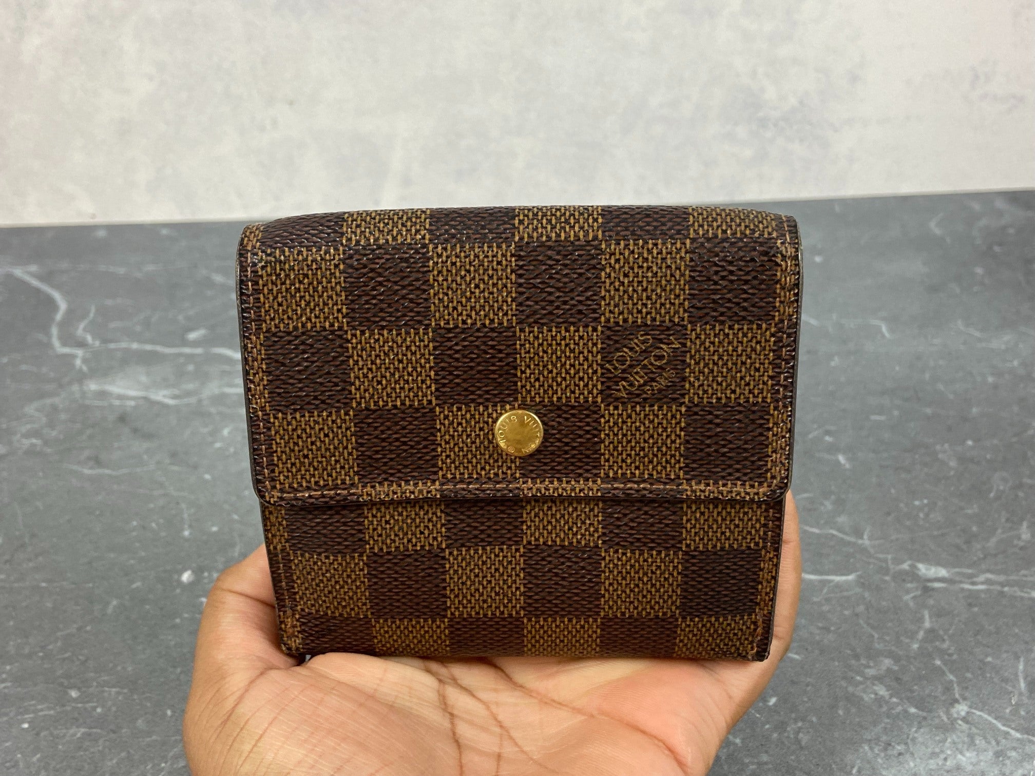 Louis Vuitton Elise Wallet Damier Ebene Canvas