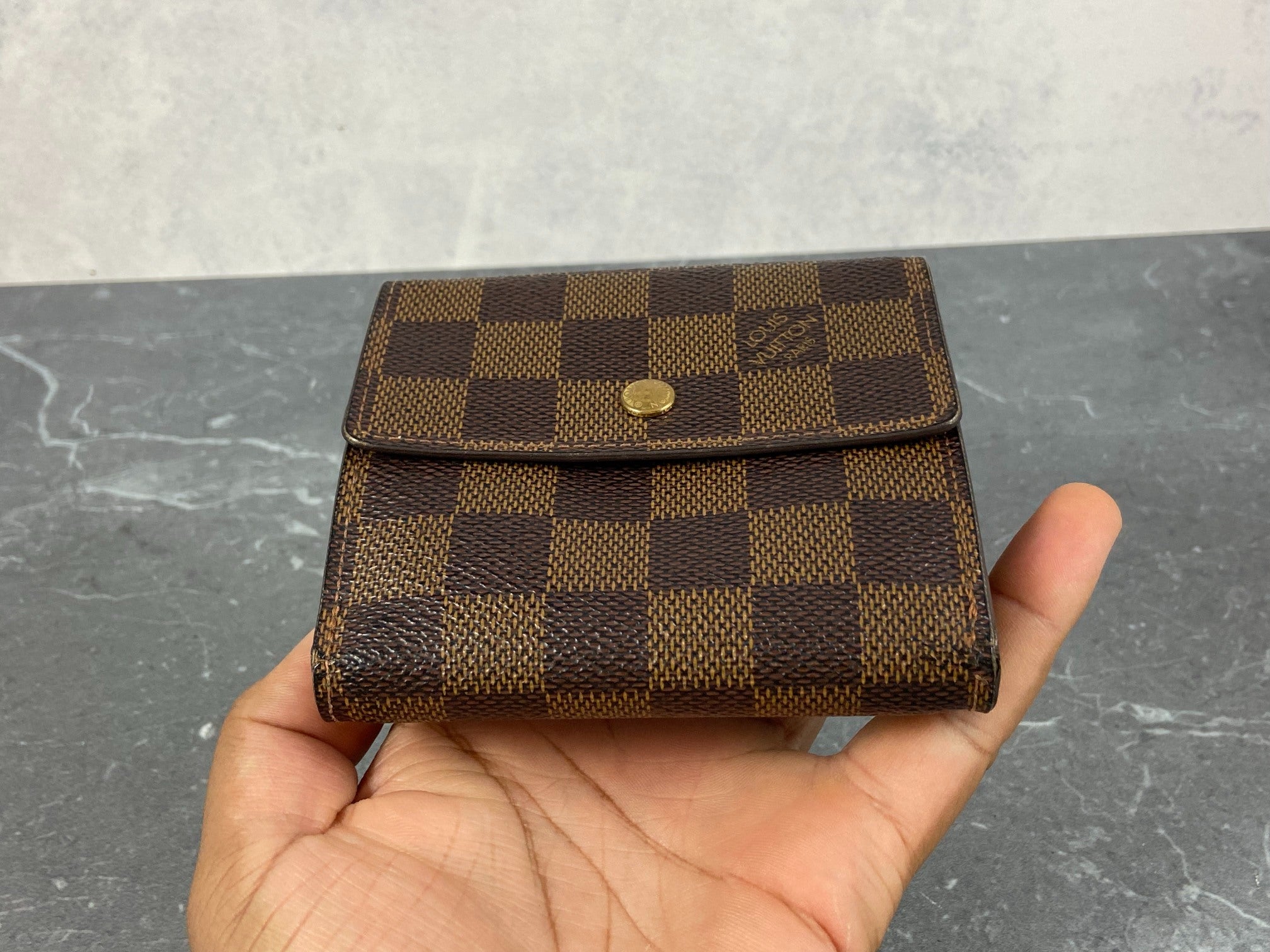 Louis Vuitton Elise Wallet Damier Ebene Canvas