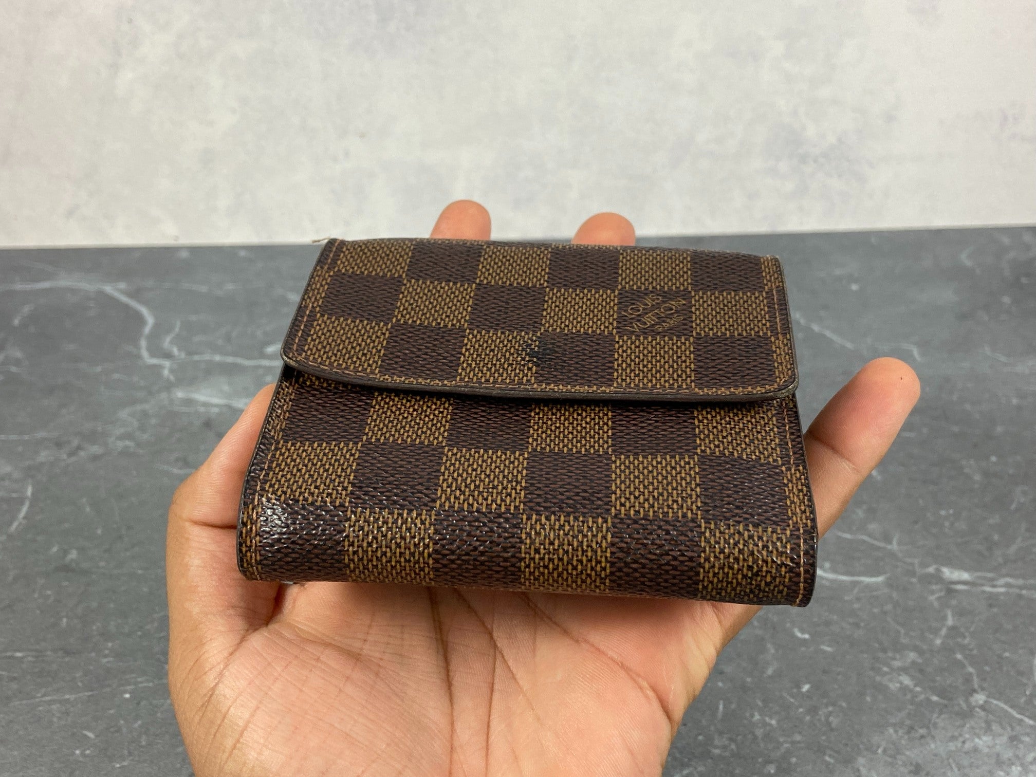 Louis Vuitton Elise Wallet Damier Ebene Canvas