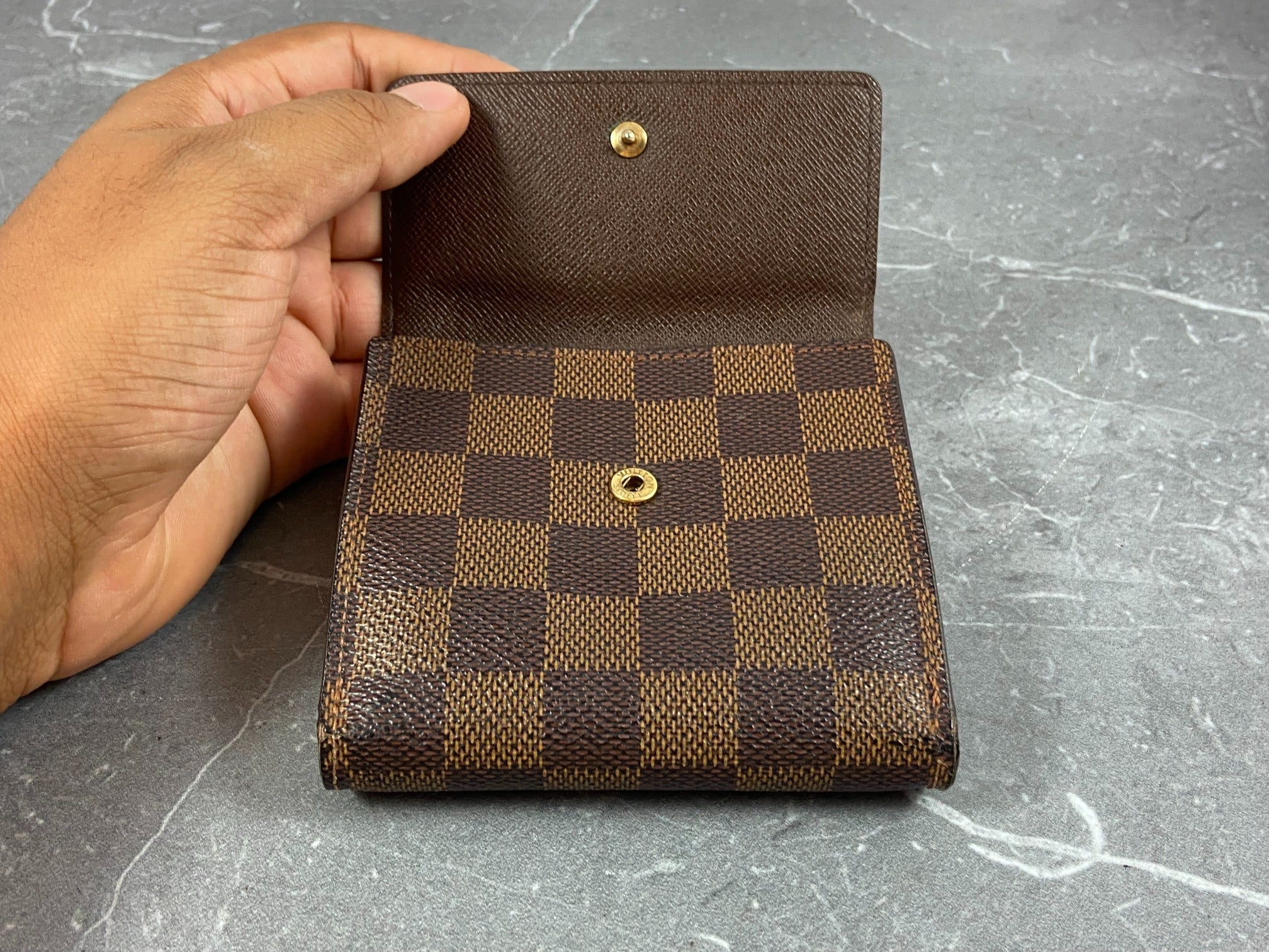 Louis Vuitton Elise Wallet Damier Ebene Canvas