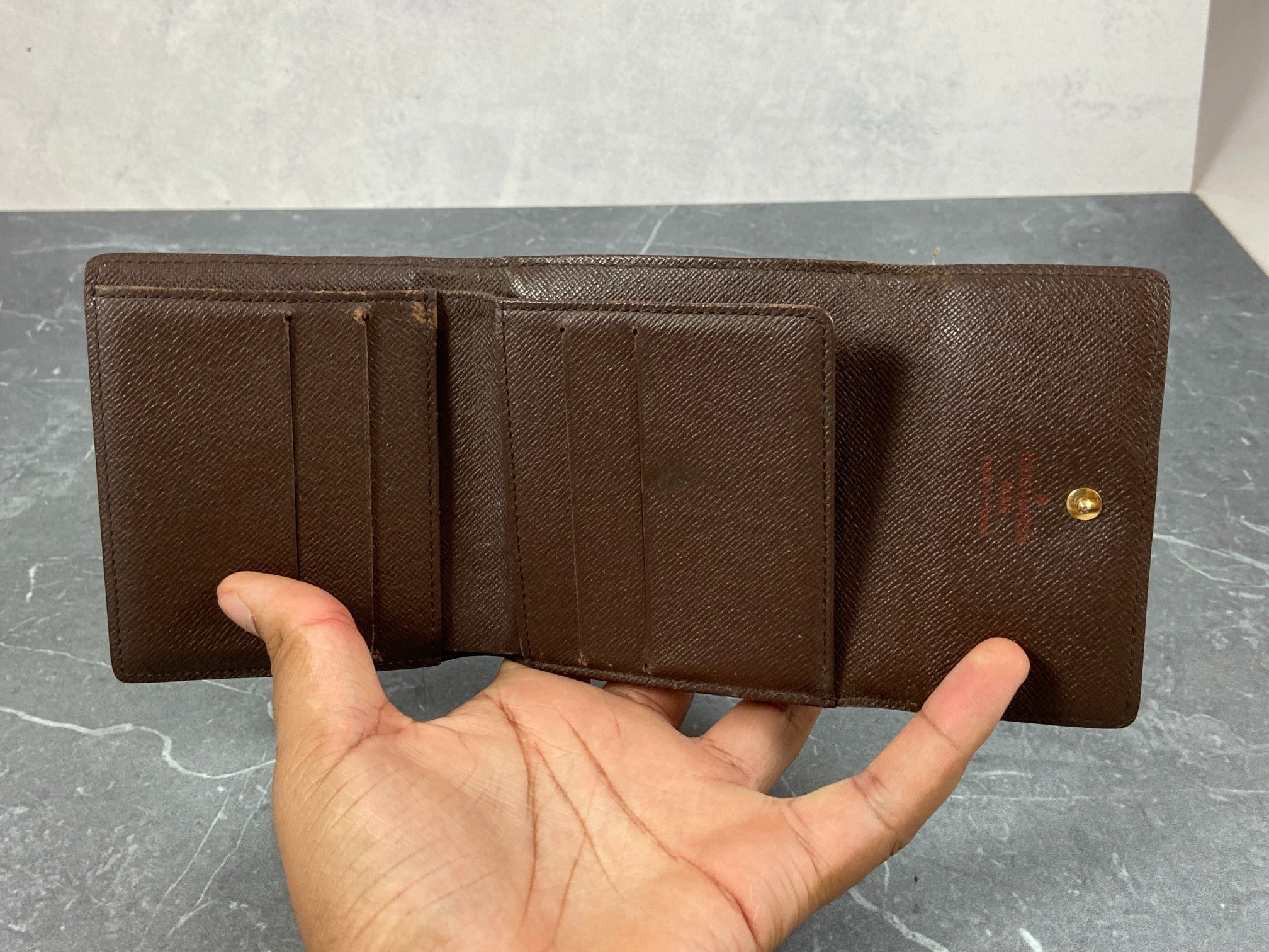 Louis Vuitton Elise Wallet Damier Ebene Canvas