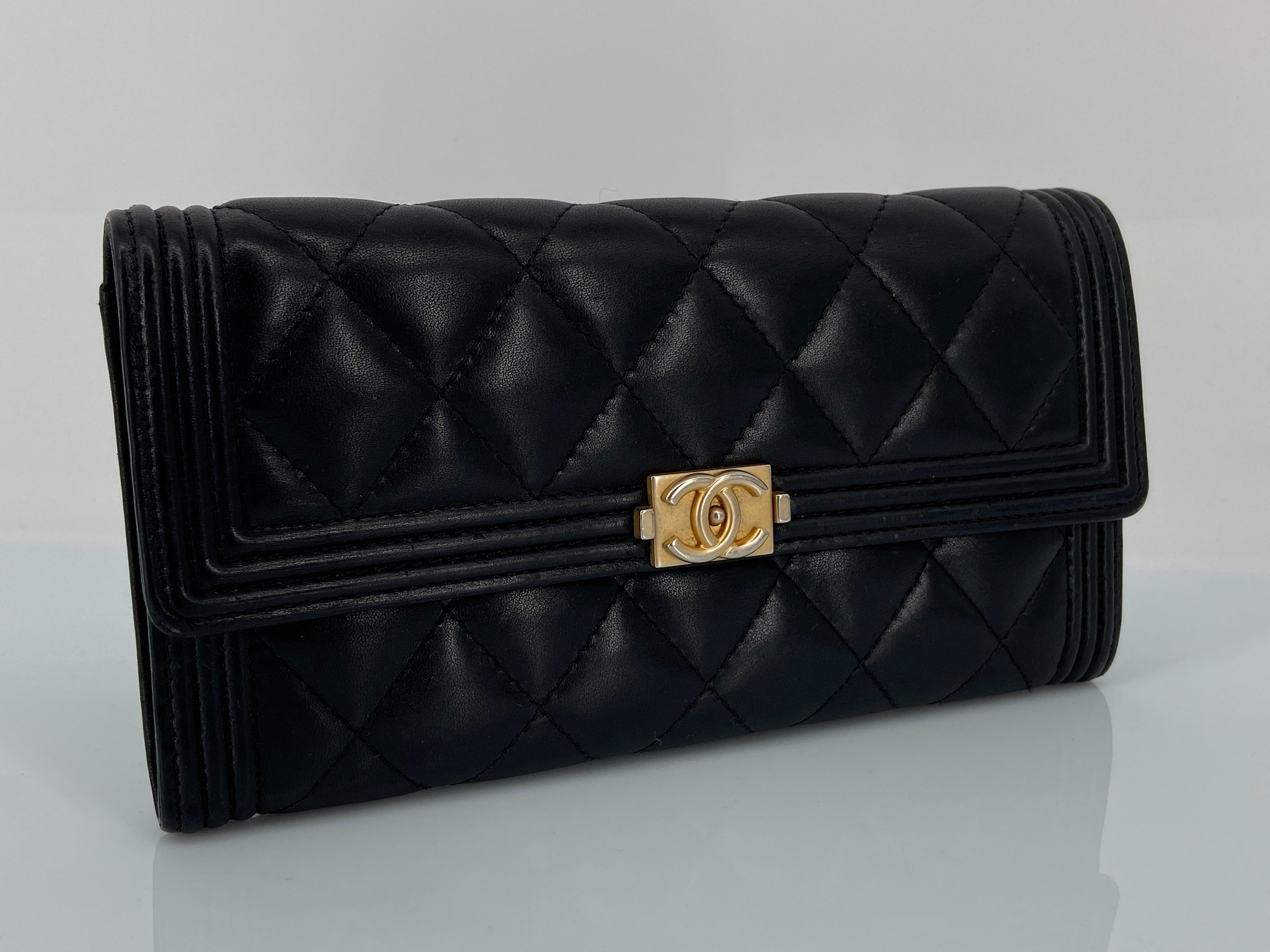 Chanel Boy Flap Wallet Black Leather