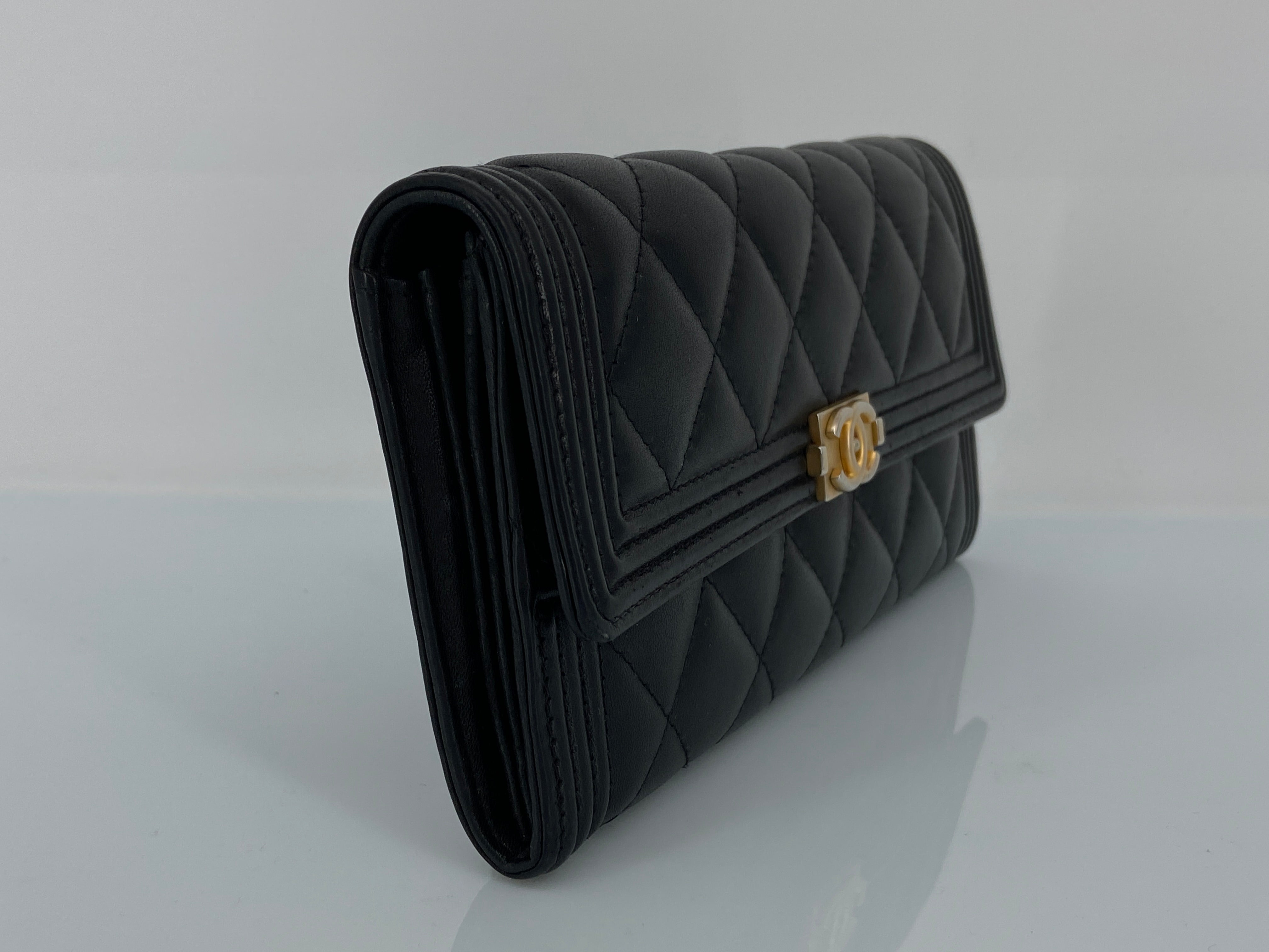Chanel Boy Flap Wallet Black Leather