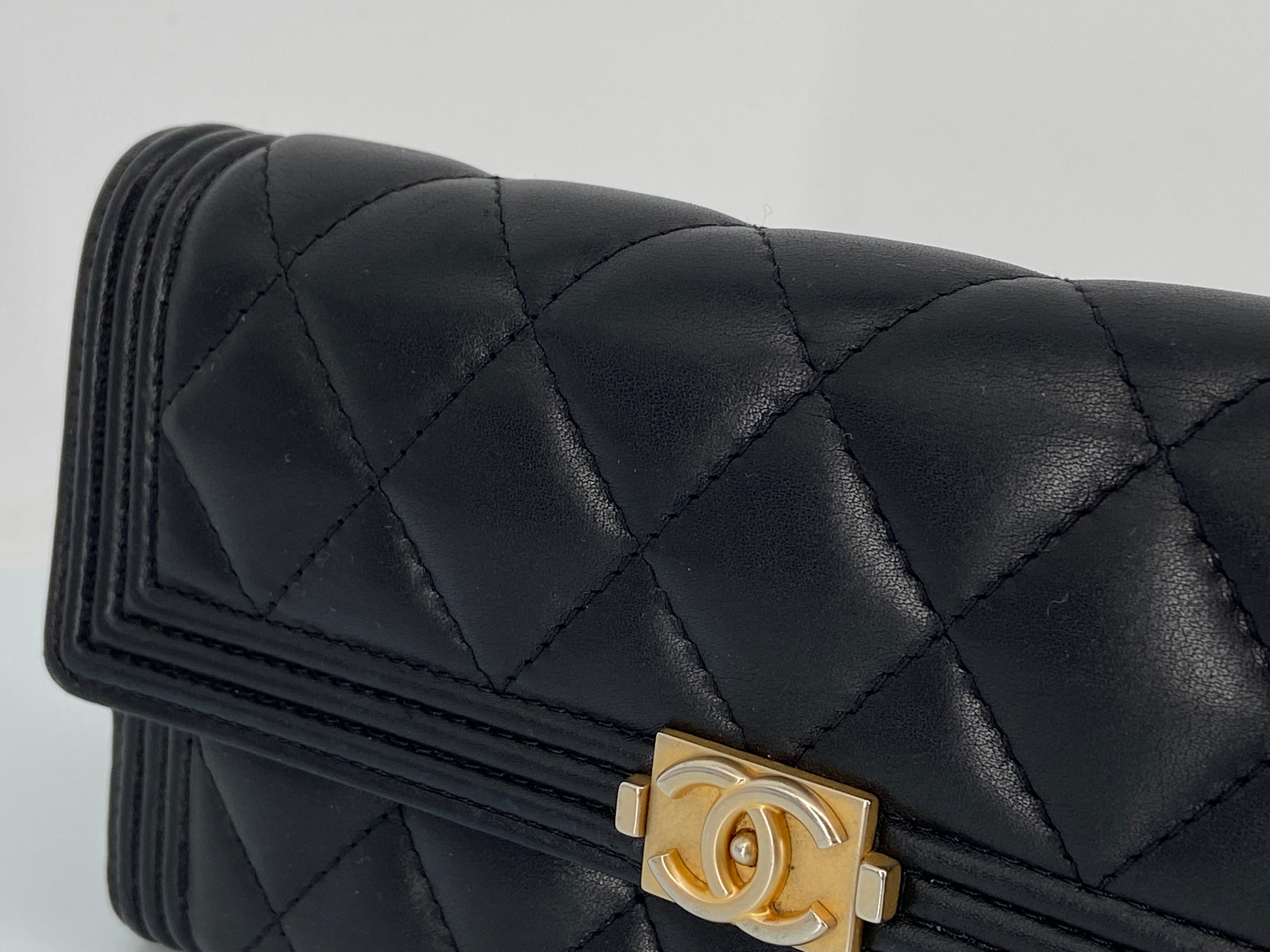 Chanel Boy Flap Wallet Black Leather
