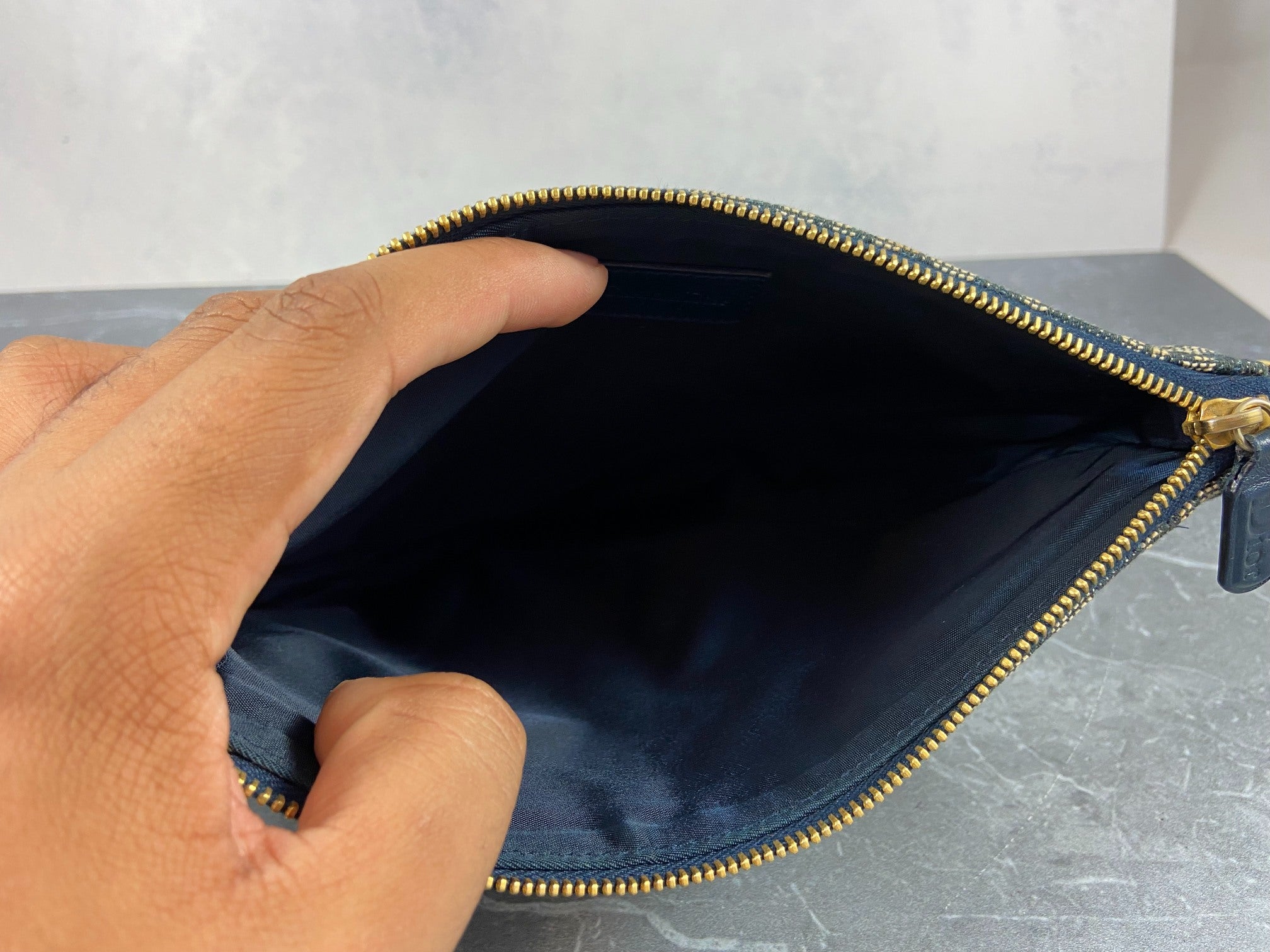 Christian Dior Saddle Pochette / Mini / Hobo Bag Navy Trotter Monogram