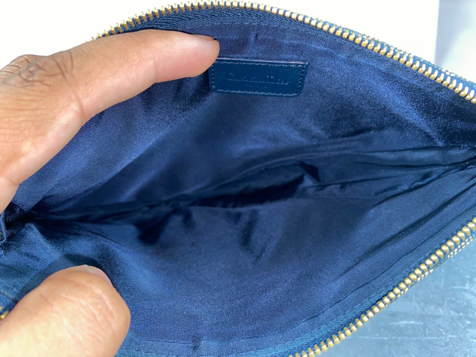 Christian Dior Saddle Pochette / Mini / Hobo Bag Navy Trotter Monogram