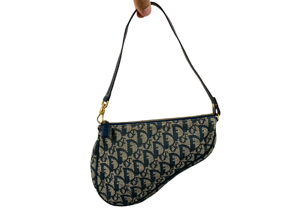 Christian Dior Saddle Pochette / Mini / Hobo Bag Navy Trotter Monogram