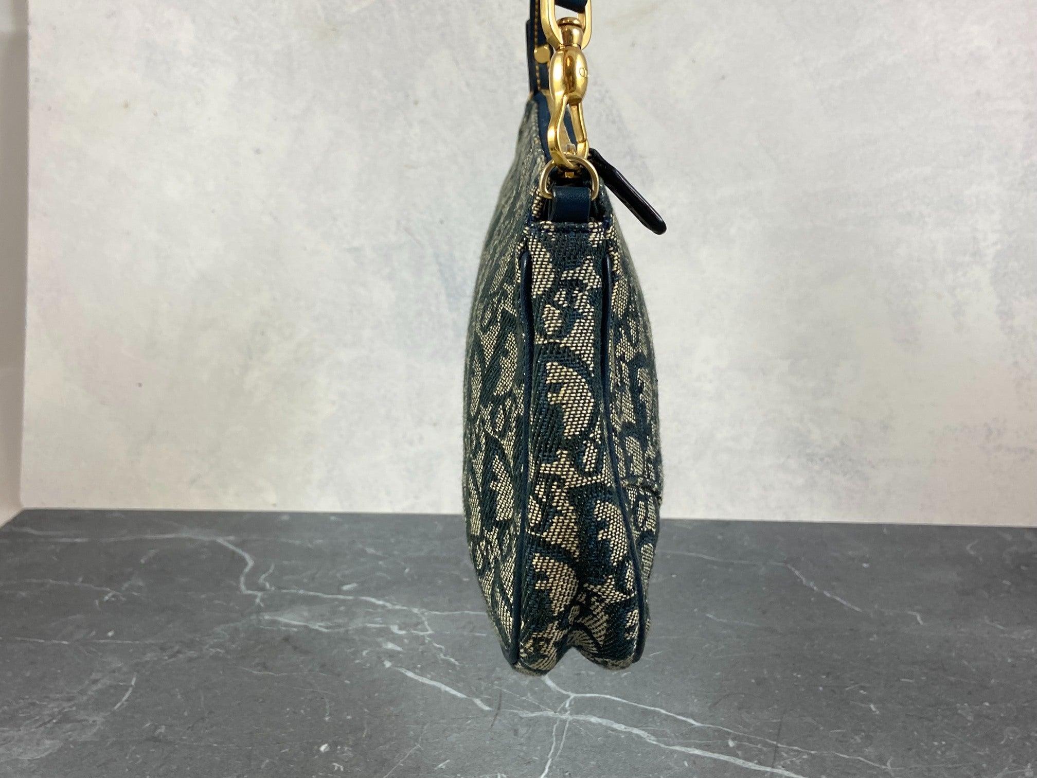 Christian Dior Saddle Pochette / Mini / Hobo Bag Navy Trotter Monogram