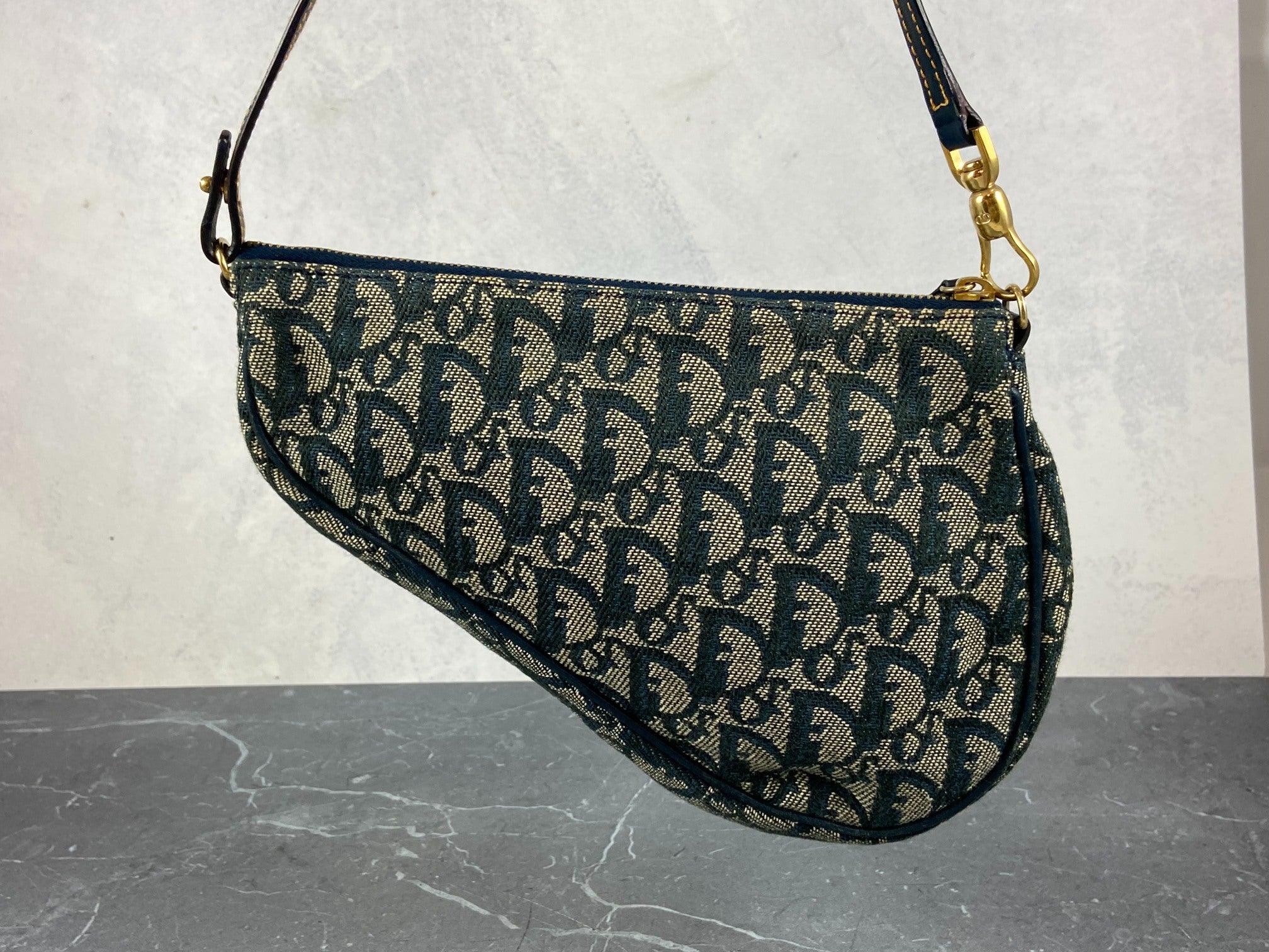 Christian Dior Saddle Pochette / Mini / Hobo Bag Navy Trotter Monogram