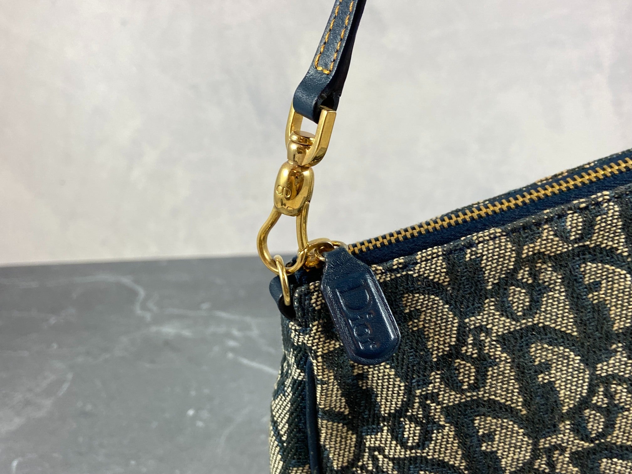 Christian Dior Saddle Pochette / Mini / Hobo Bag Navy Trotter Monogram