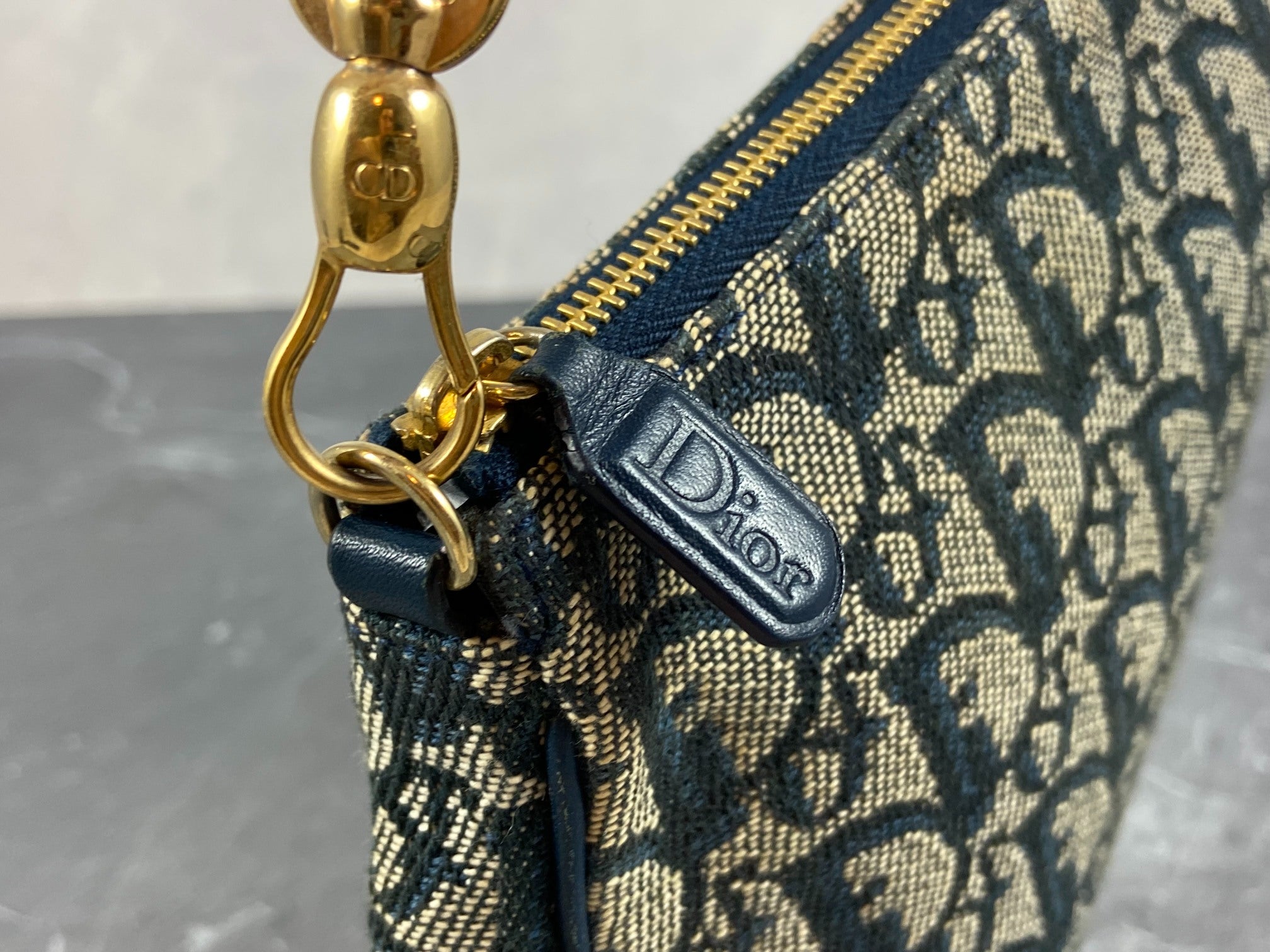 Christian Dior Saddle Pochette / Mini / Hobo Bag Navy Trotter Monogram