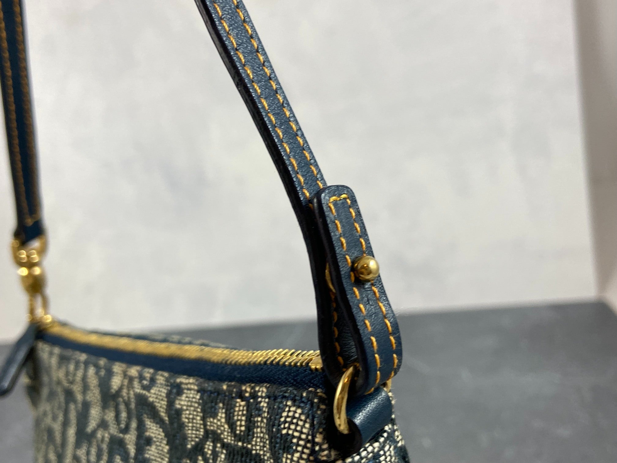 Christian Dior Saddle Pochette / Mini / Hobo Bag Navy Trotter Monogram