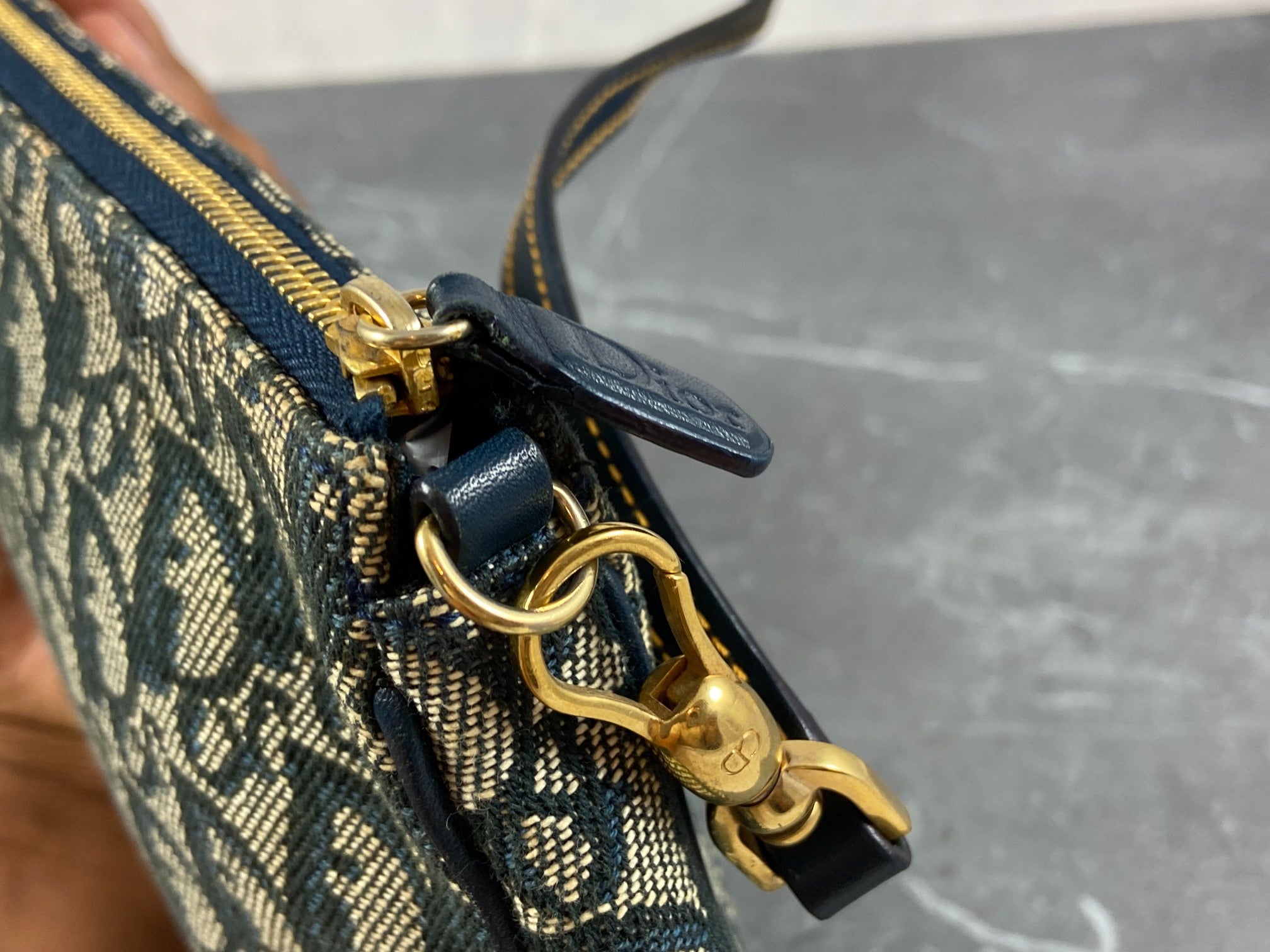 Christian Dior Saddle Pochette / Mini / Hobo Bag Navy Trotter Monogram