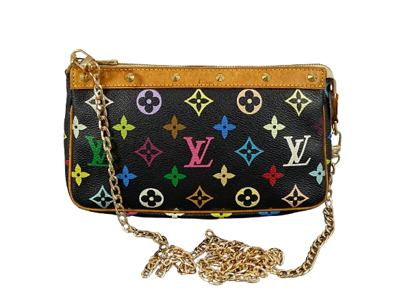 Louis Vuitton Takashi Murakami Multicolor Pochette Accessoires Black