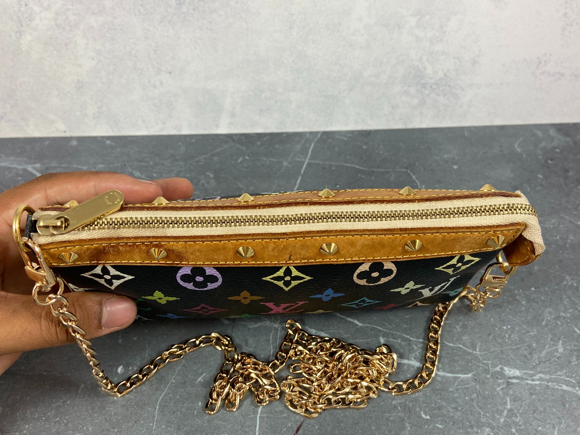 Louis Vuitton Takashi Murakami Multicolor Pochette Accessoires Black