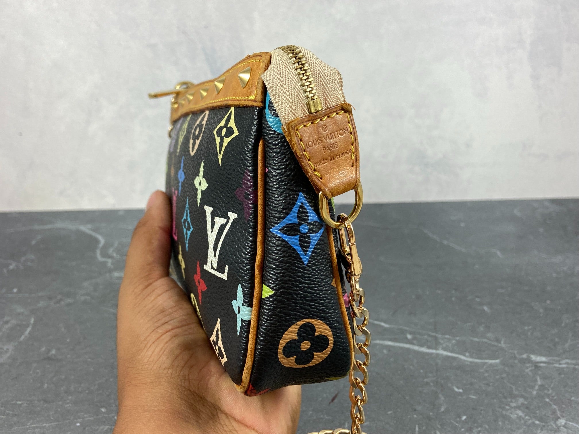 Louis Vuitton Takashi Murakami Multicolor Pochette Accessoires Black