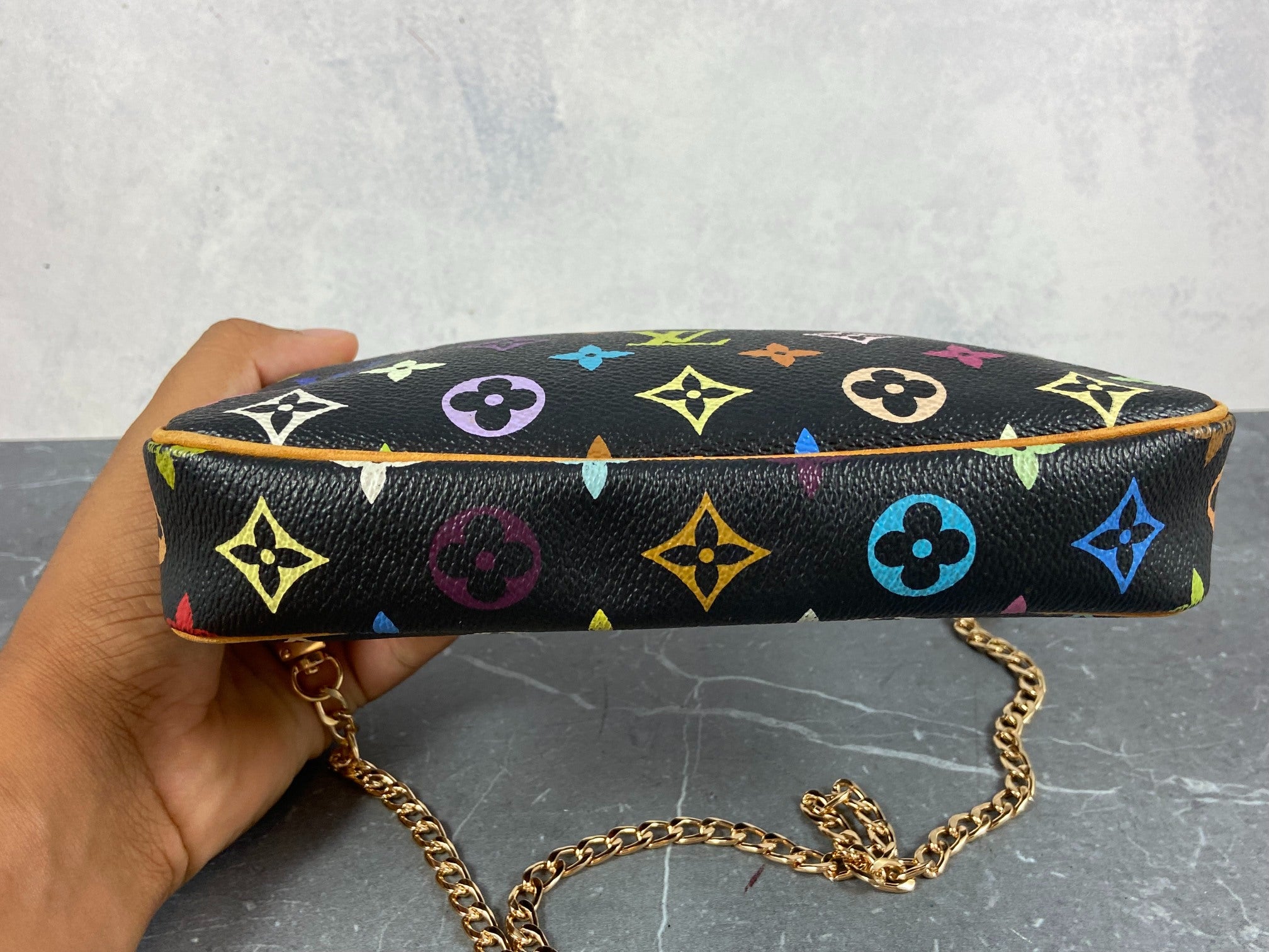 Louis Vuitton Takashi Murakami Multicolor Pochette Accessoires Black