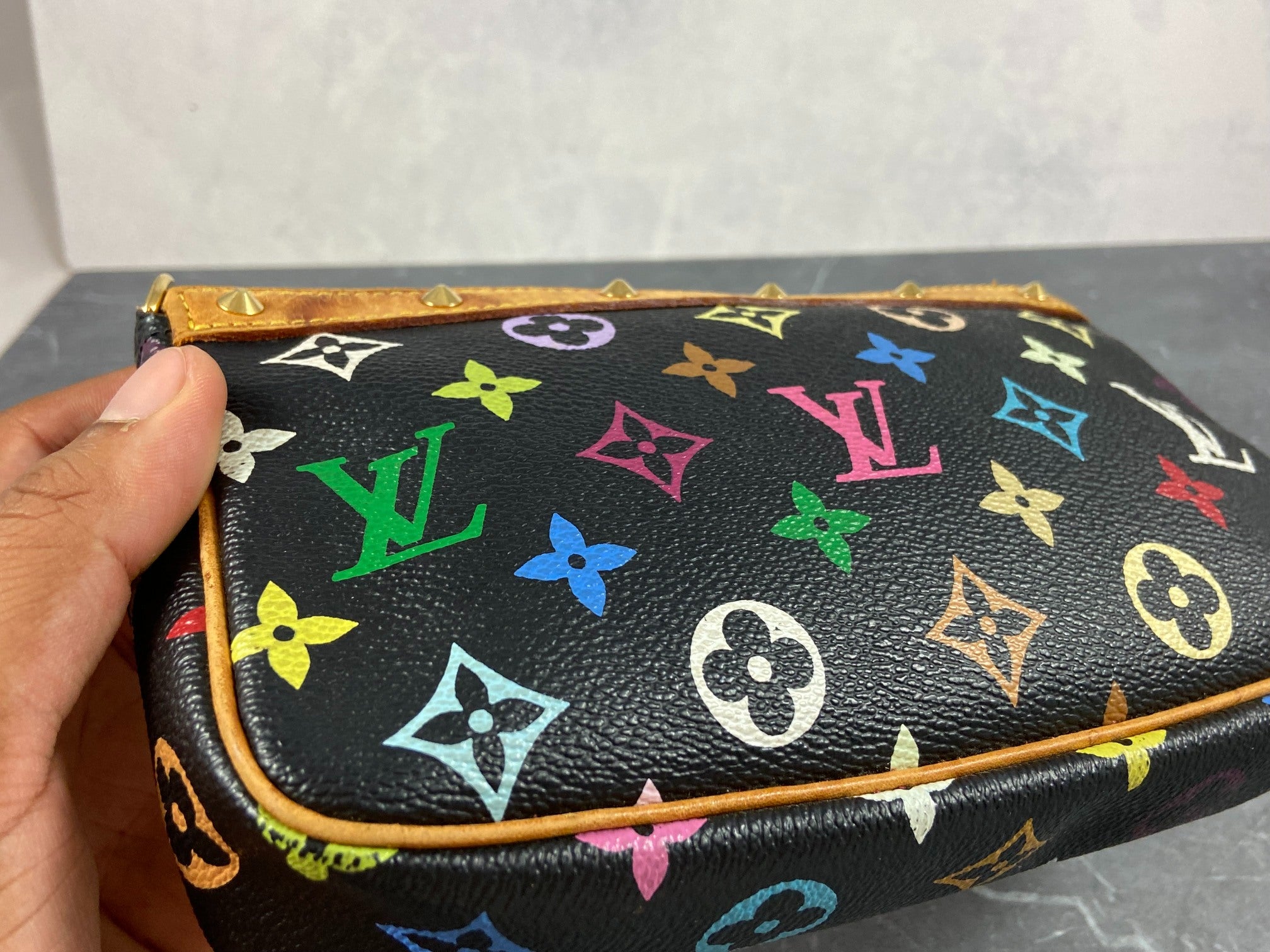 Louis Vuitton Takashi Murakami Multicolor Pochette Accessoires Black