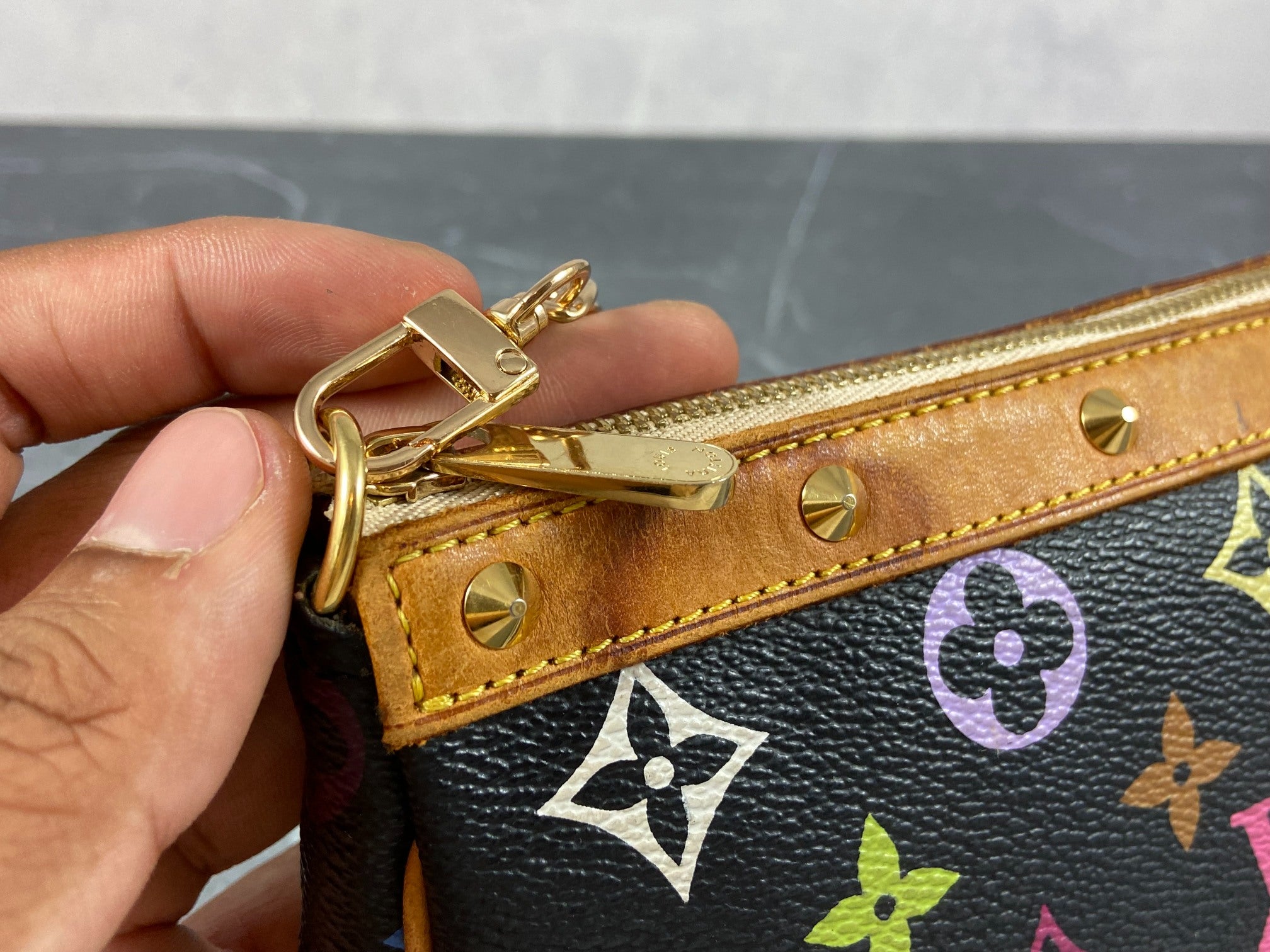 Louis Vuitton Takashi Murakami Multicolor Pochette Accessoires Black