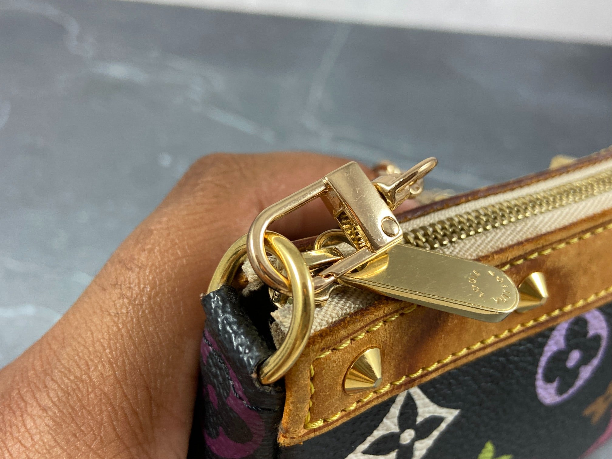 Louis Vuitton Takashi Murakami Multicolor Pochette Accessoires Black