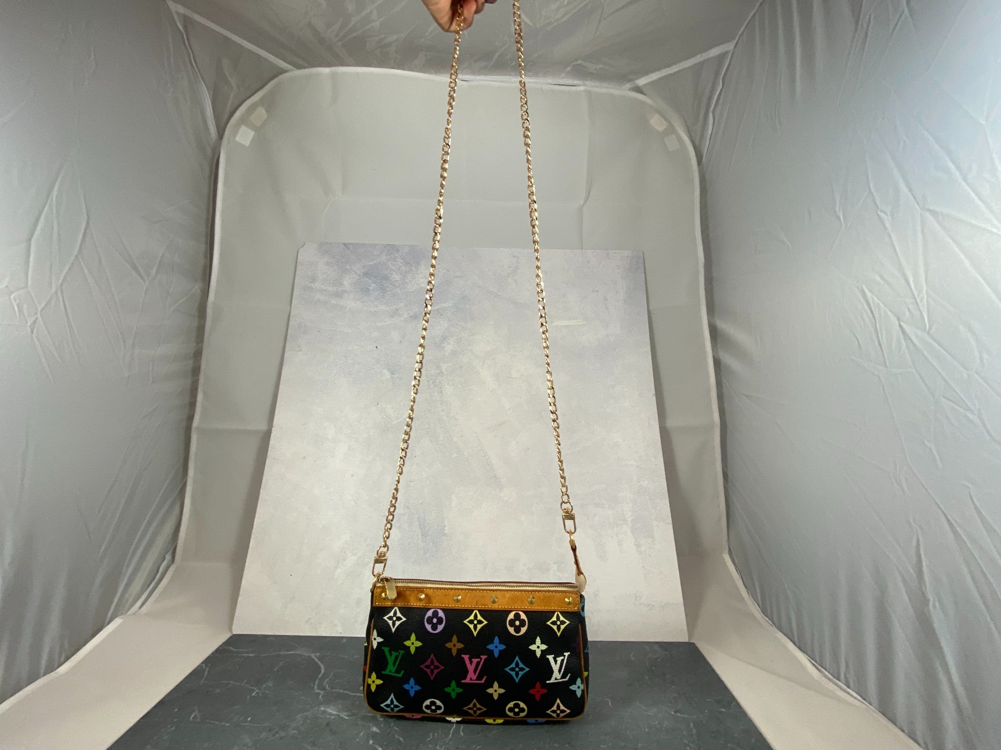 Louis Vuitton Takashi Murakami Multicolor Pochette Accessoires Black
