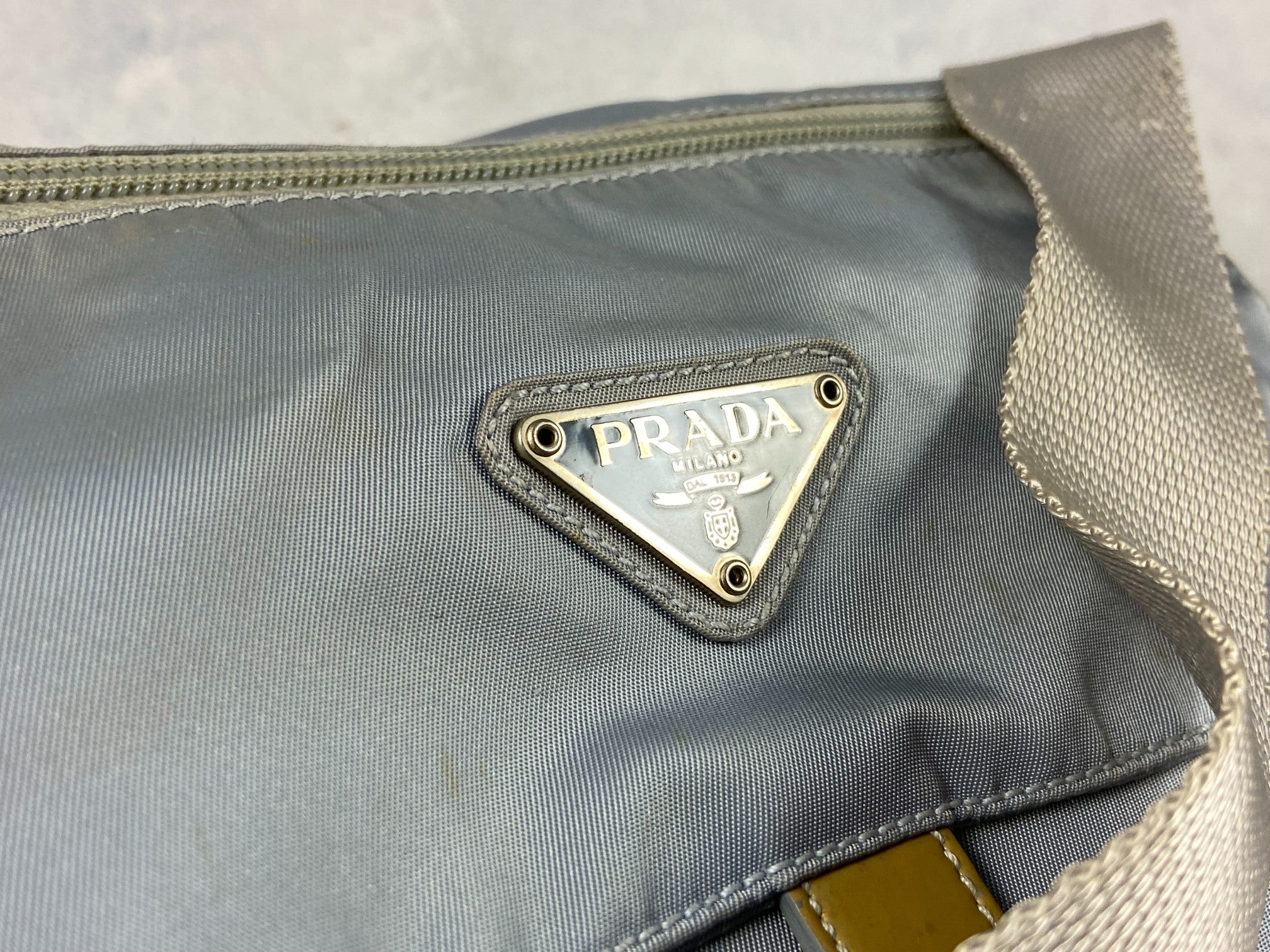 Prada Tessuto Nylon Shoulder / Messenger Bag Baby Blue