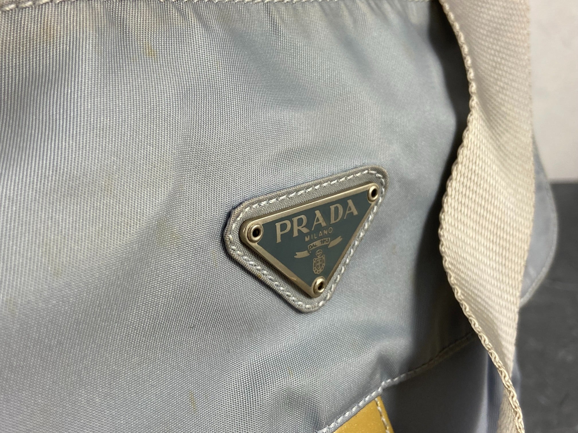 Prada Tessuto Nylon Shoulder / Messenger Bag Baby Blue