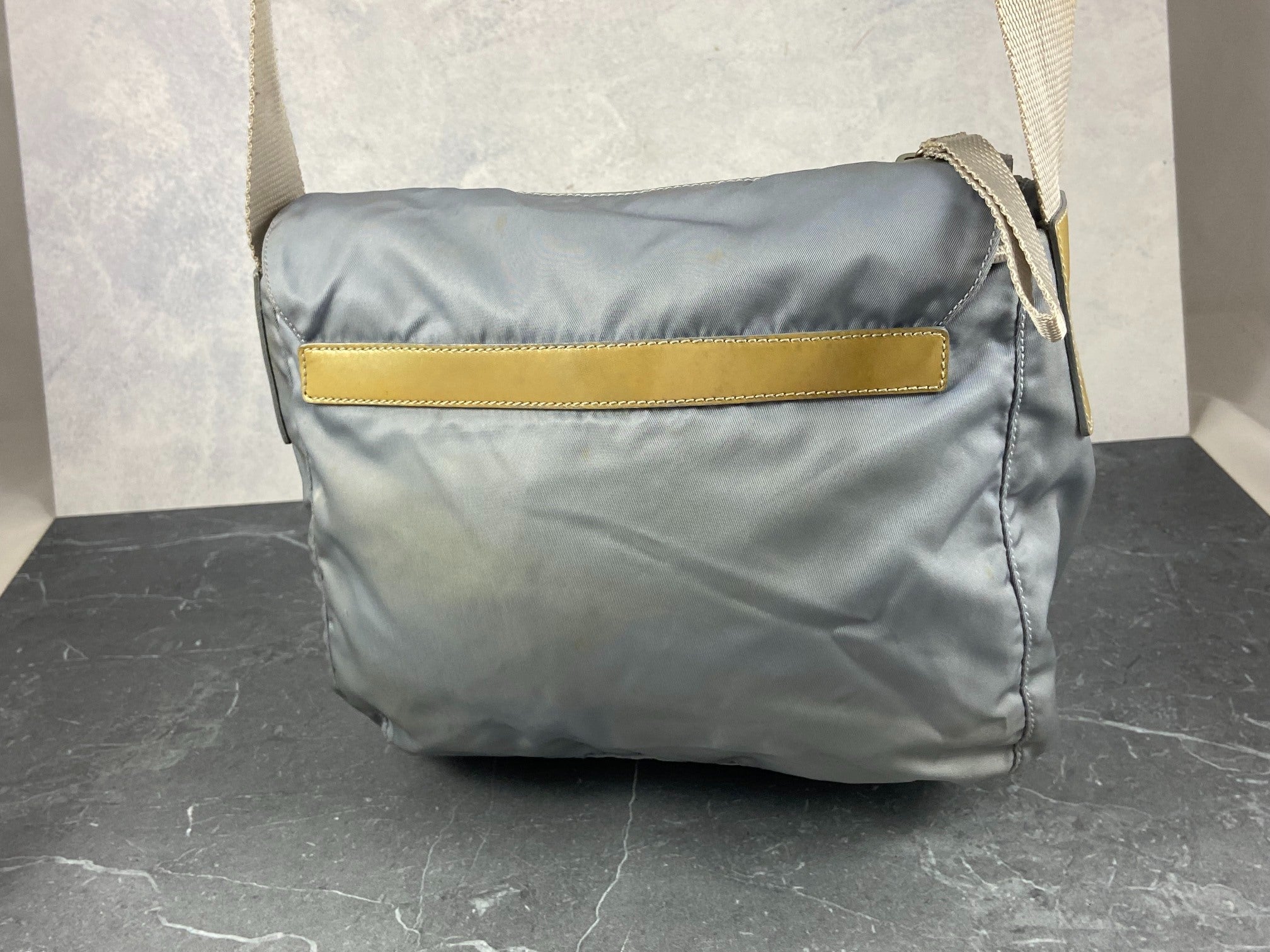 Prada Tessuto Nylon Shoulder / Messenger Bag Baby Blue