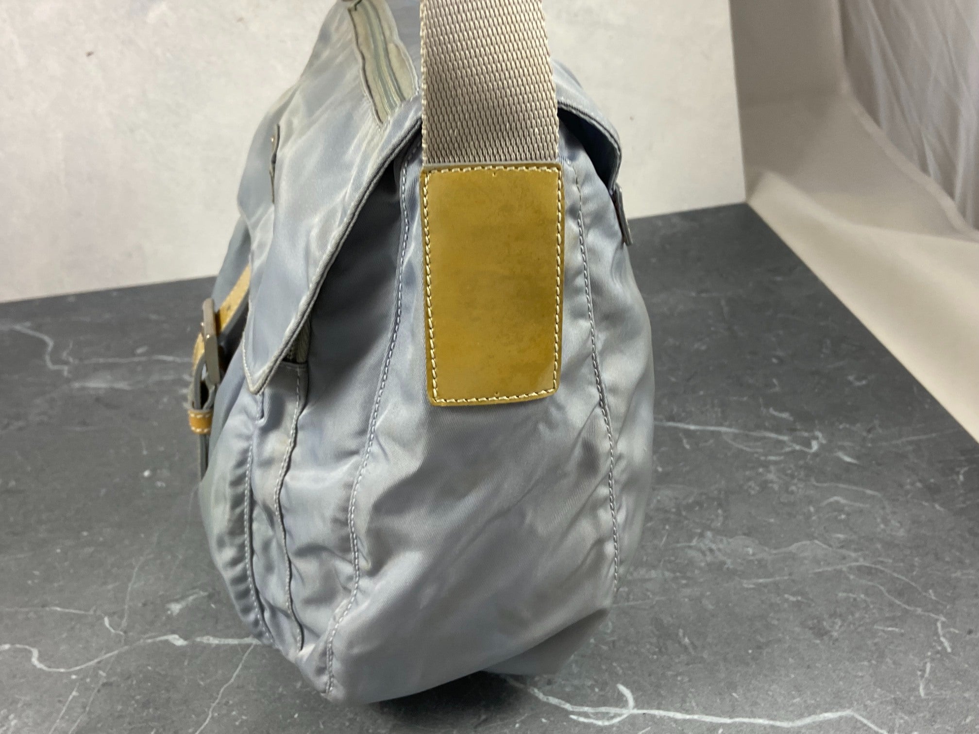 Prada Tessuto Nylon Shoulder / Messenger Bag Baby Blue
