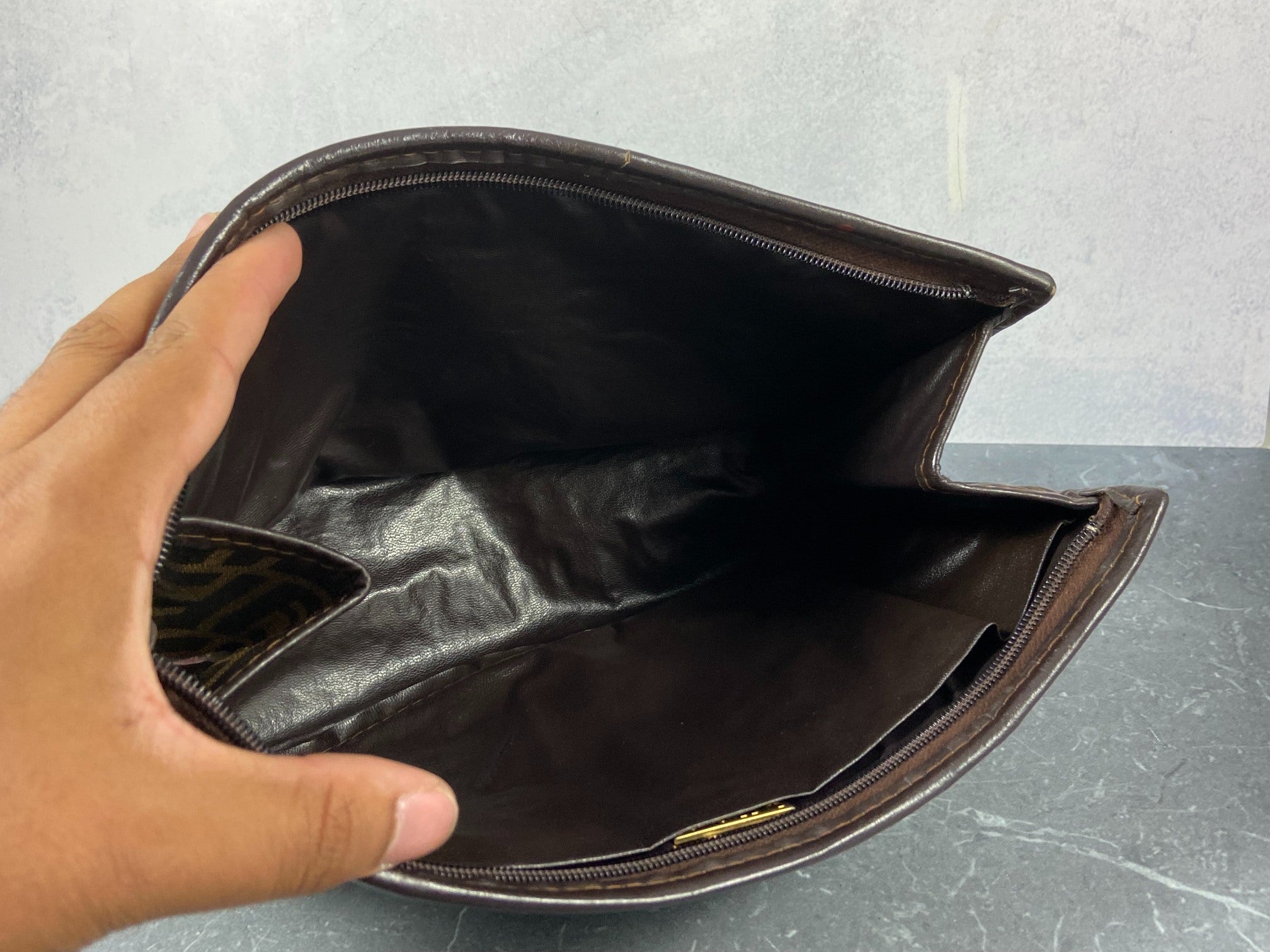 Fendi Cosmetic Pouch Tabacco Brown Zucca Monogram