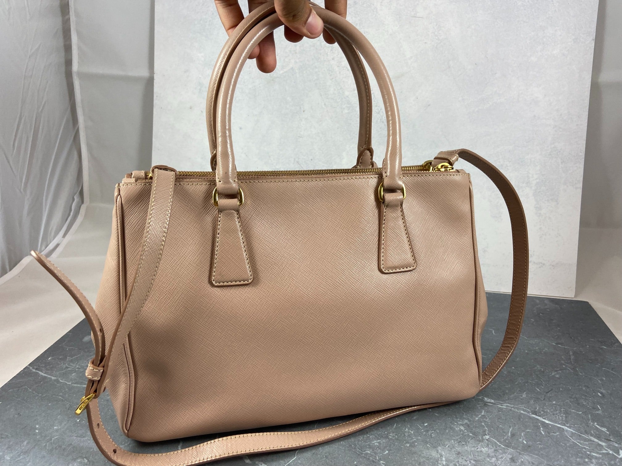 Prada Galleria Hand Bag Rose Saffiano Leather