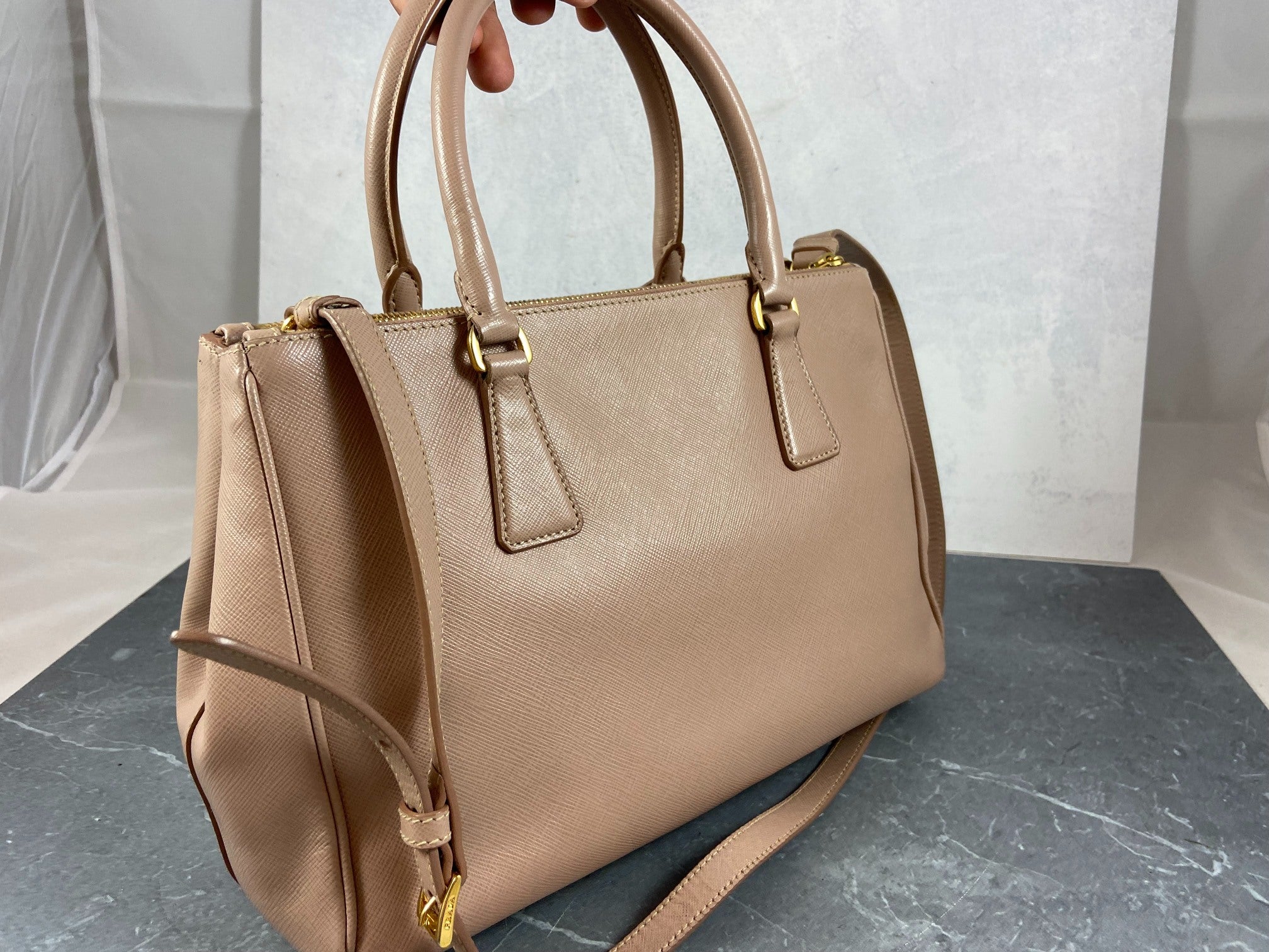 Prada Galleria Hand Bag Rose Saffiano Leather