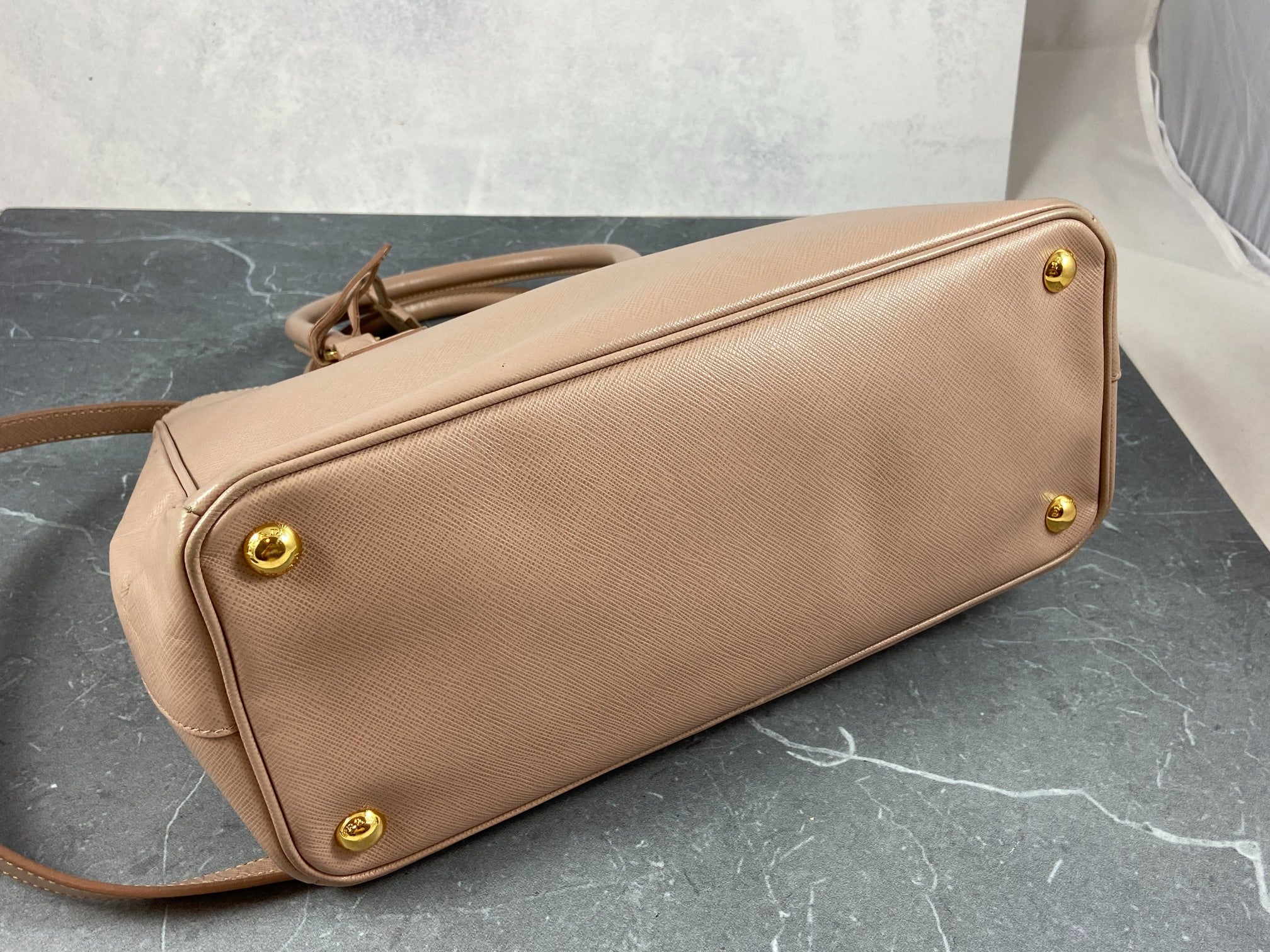 Prada Galleria Hand Bag Rose Saffiano Leather