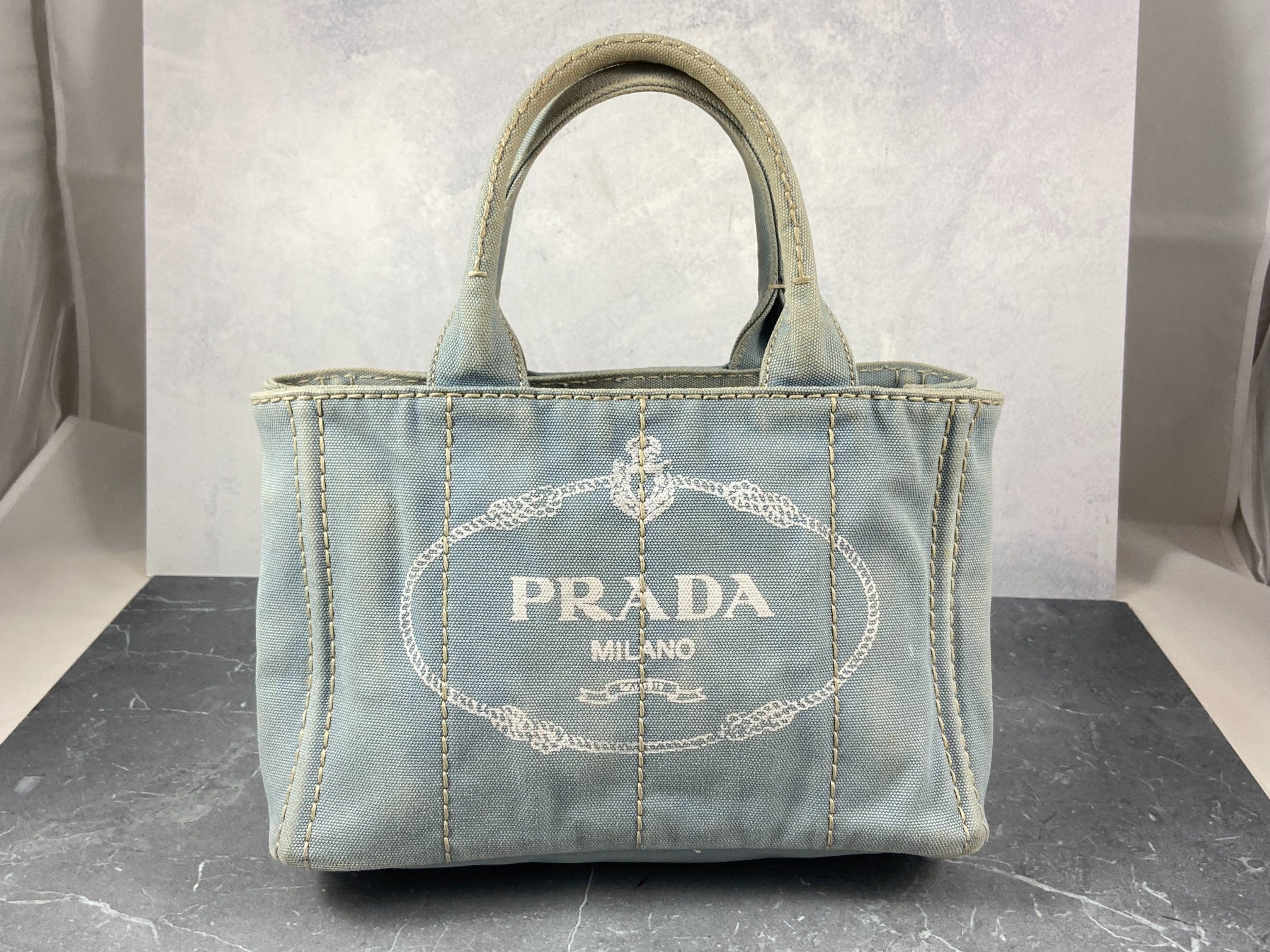 Prada Canapa Tote Bag Baby Blue