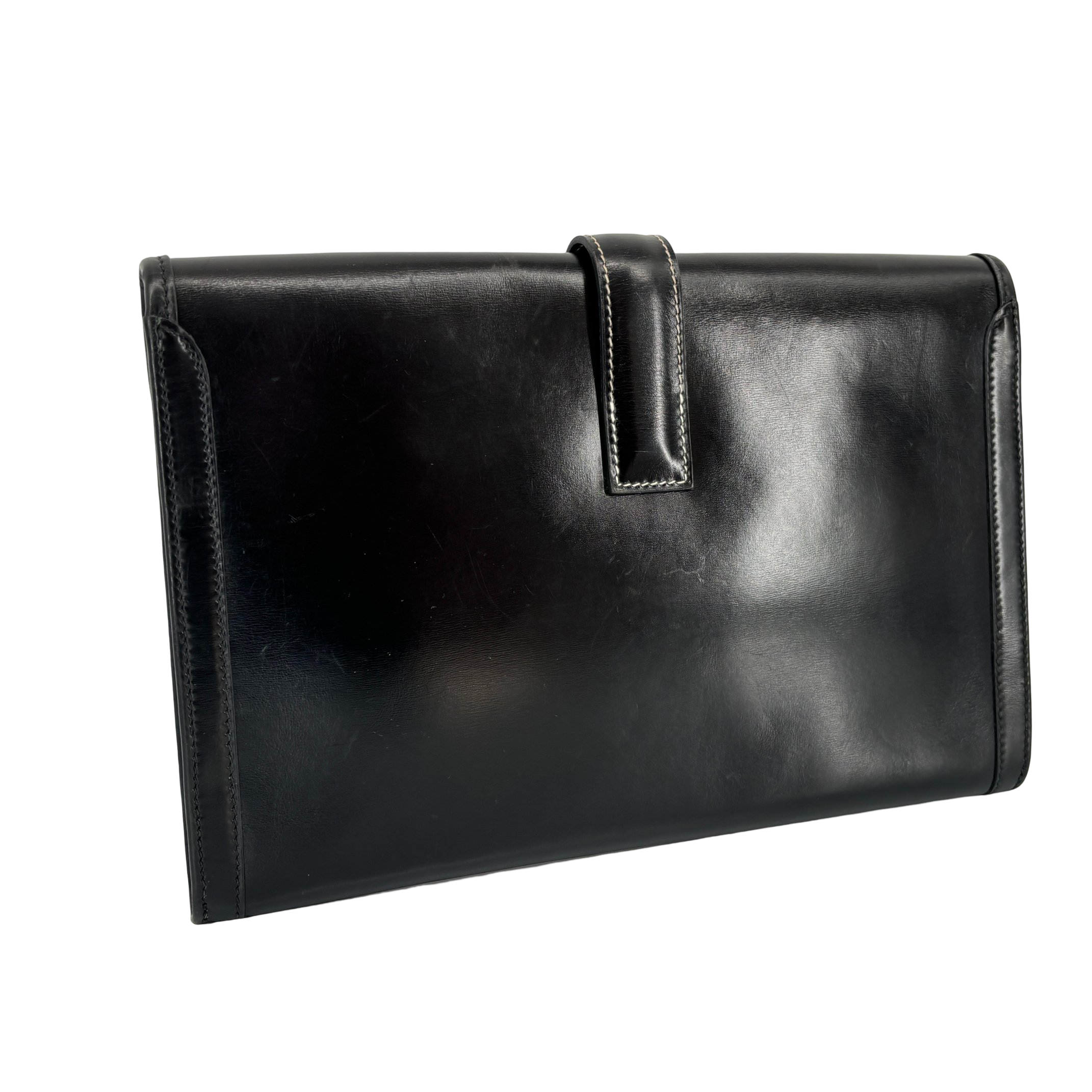 Hermès Jige Clutch Black Box Calf Leather