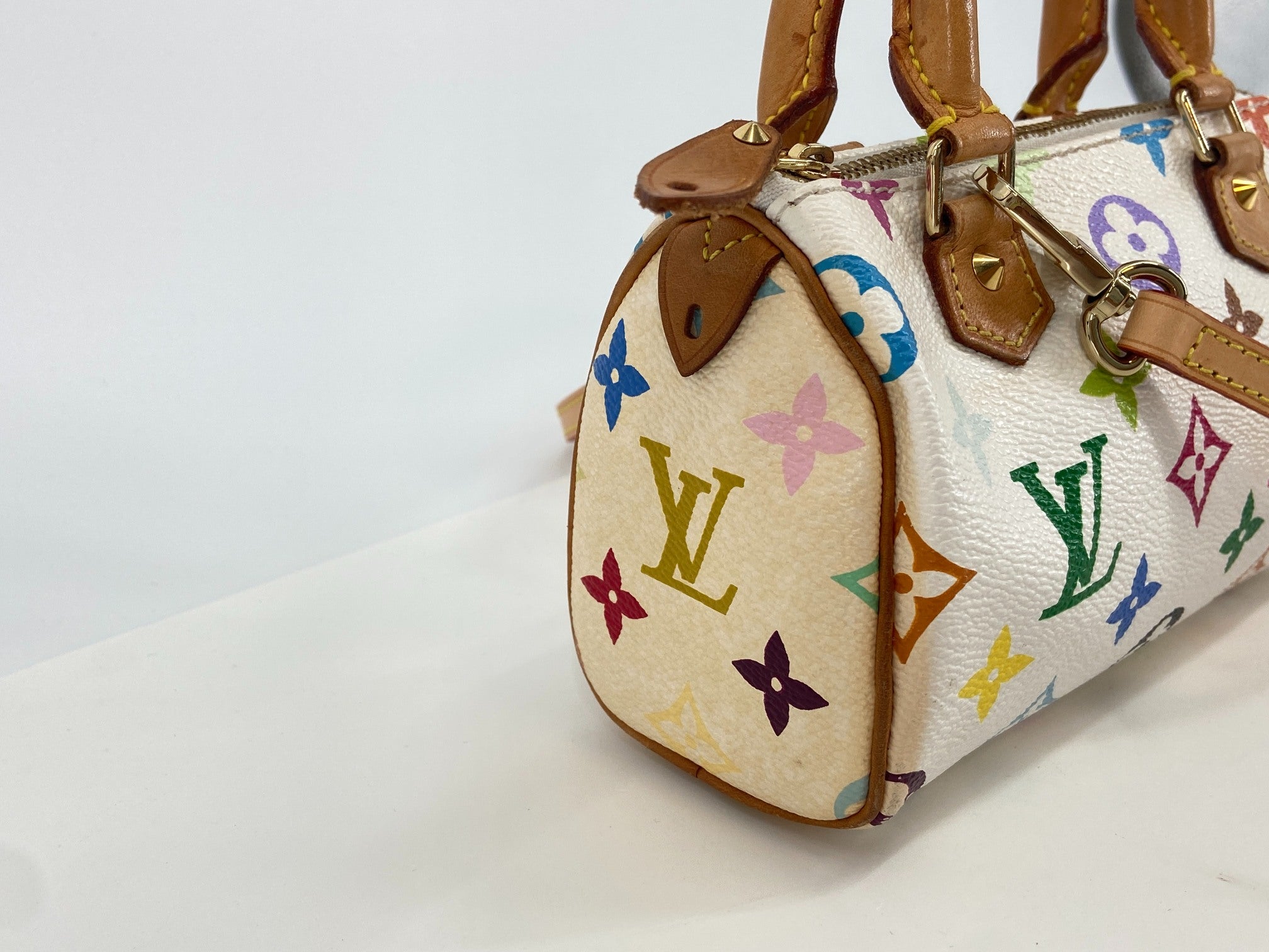 Louis Vuitton Mini Speedy Crossbody Bag Murakami Multicolor White
