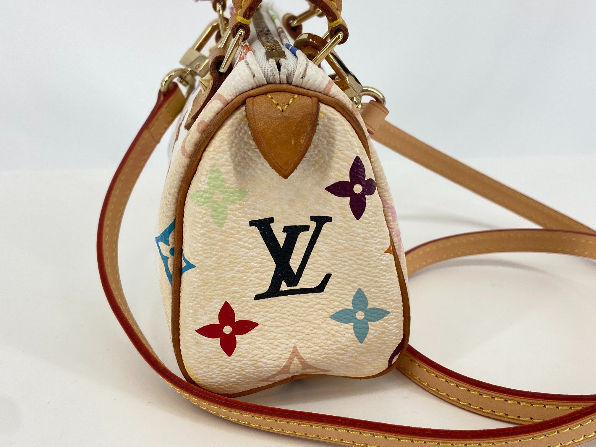 Louis Vuitton Mini Speedy Crossbody Bag Murakami Multicolor White