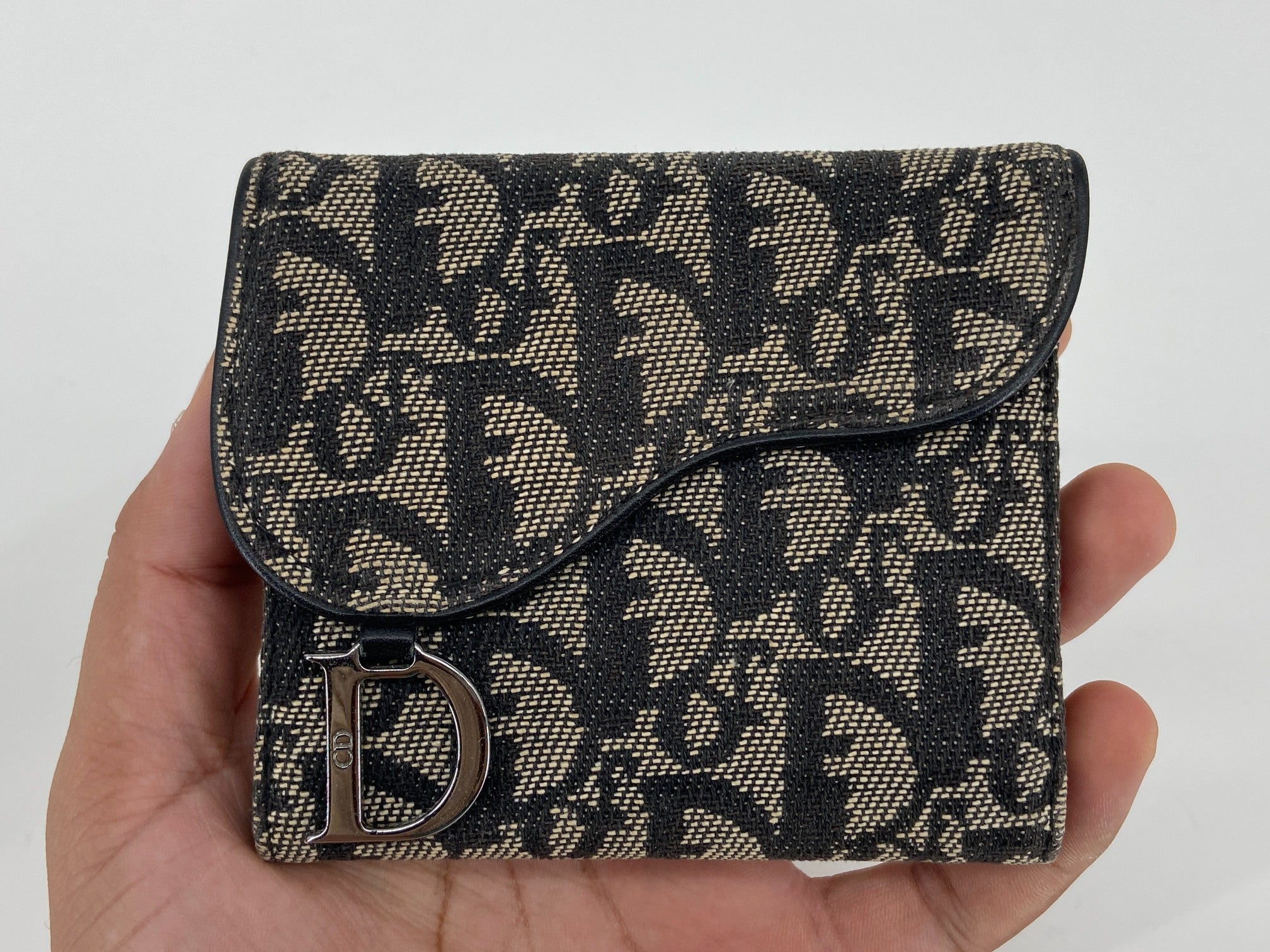 Christian Dior Saddle Wallet Black Trotter Monogram