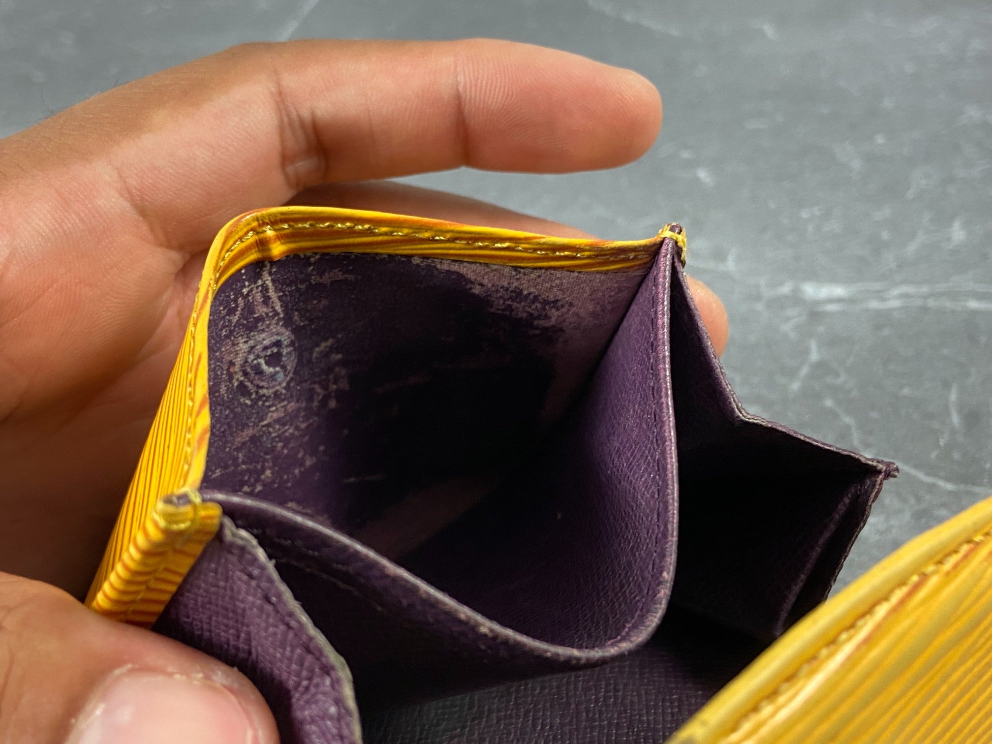 Louis Vuitton Small Wallet / Card Case Yellow Epi Leather