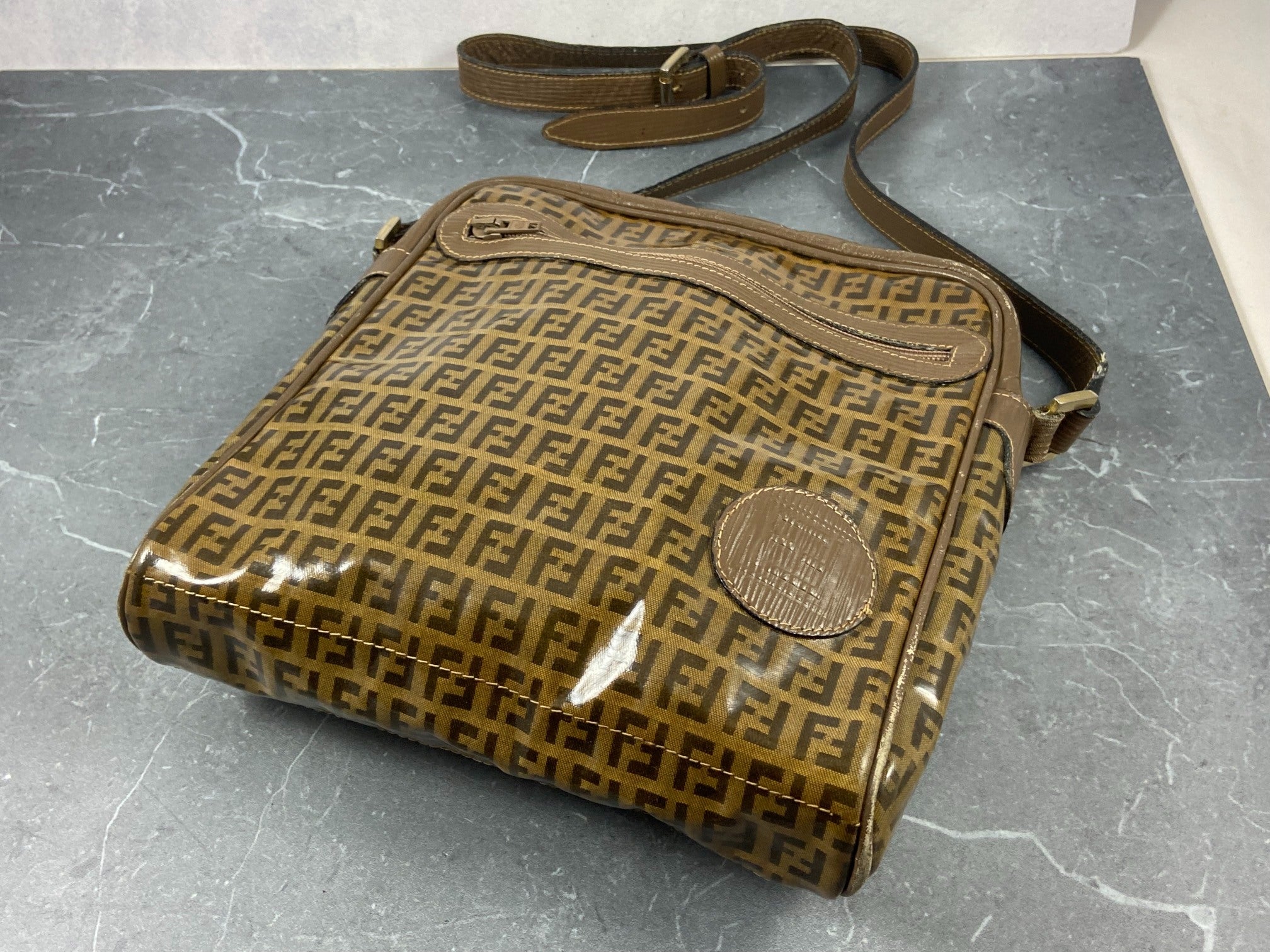 Fendi Shoulder Bag Beige Zucchino Monogram