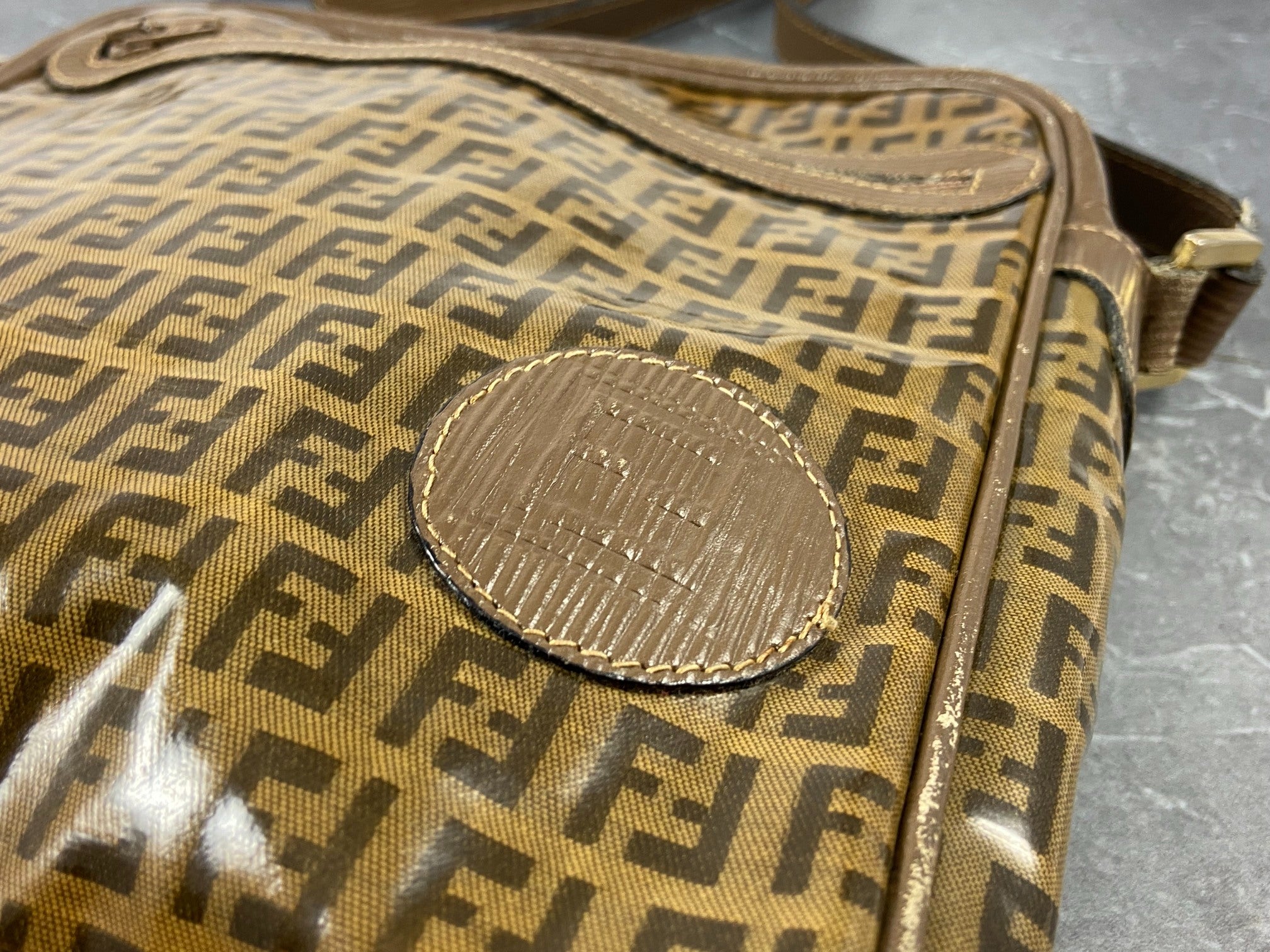 Fendi Shoulder Bag Beige Zucchino Monogram