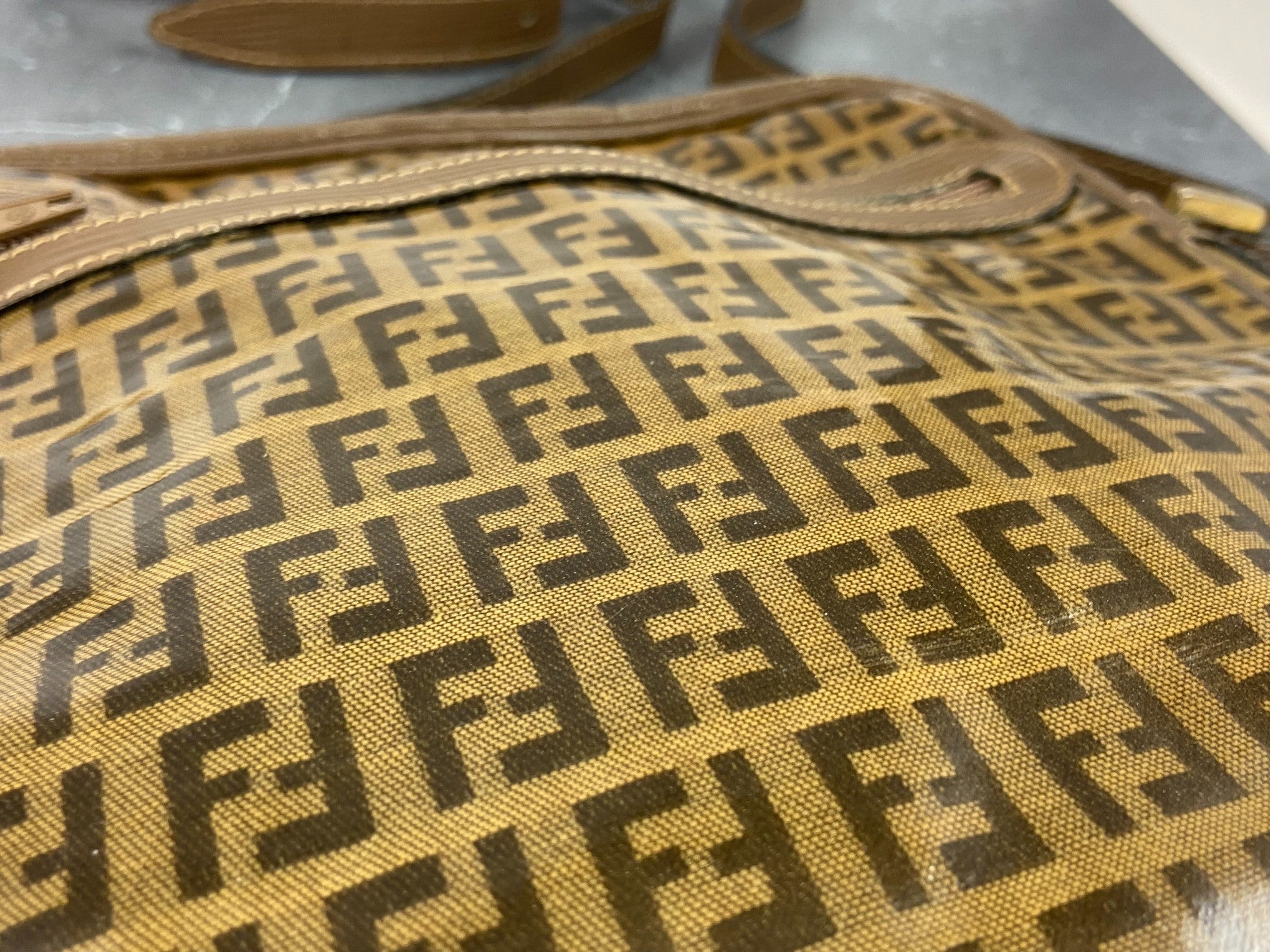 Fendi Shoulder Bag Beige Zucchino Monogram